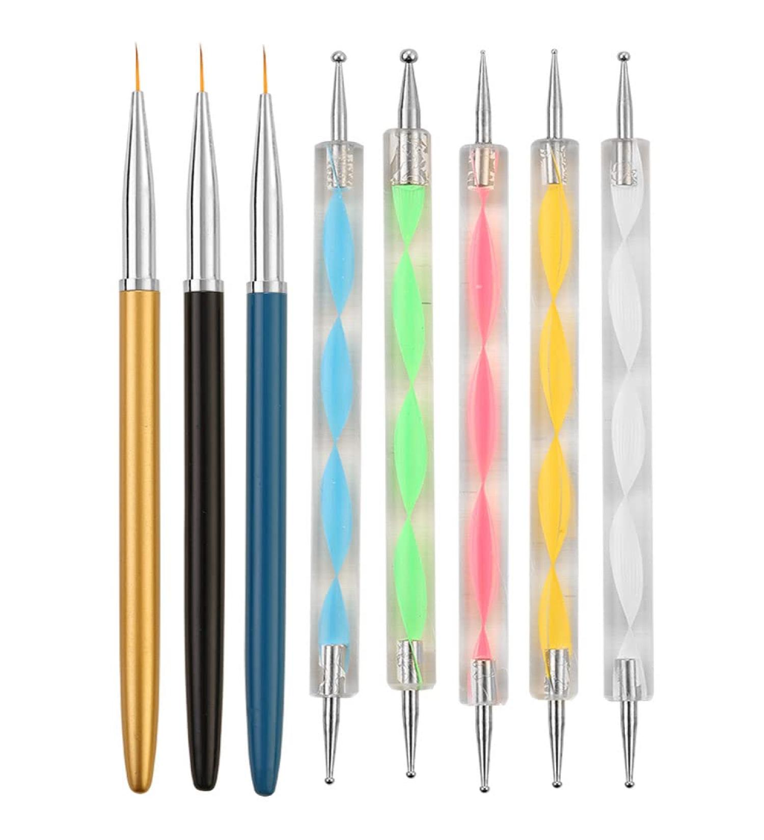 HOMBOOM 5PCS Dotting Pens & 3PCS Nail Painting Brushes - Nail Art Design Tools - Buy Online on GoSupps.com