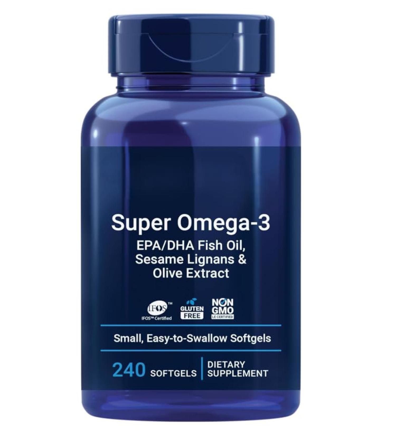 Super Omega-3 EPA/DHA fish oil for general well-being gluten-free non-GMO 240 softgels - Buy Online on GoSupps.com