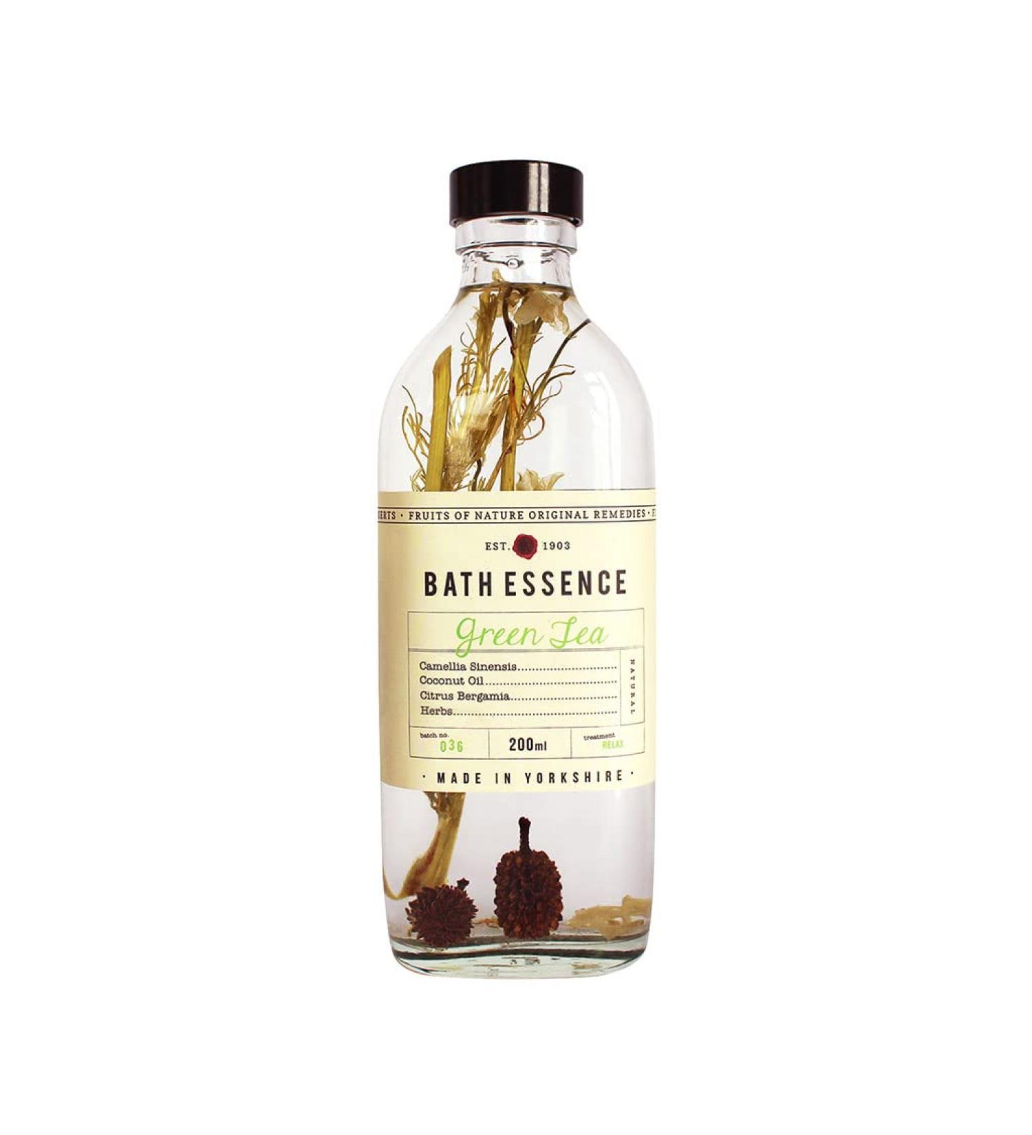 Fikkerts Fruits of Nature Soothing and Relaxing Green Tea Bath Oil (200ml) with Vegan Plant-Based Vibrant Citrus Tones