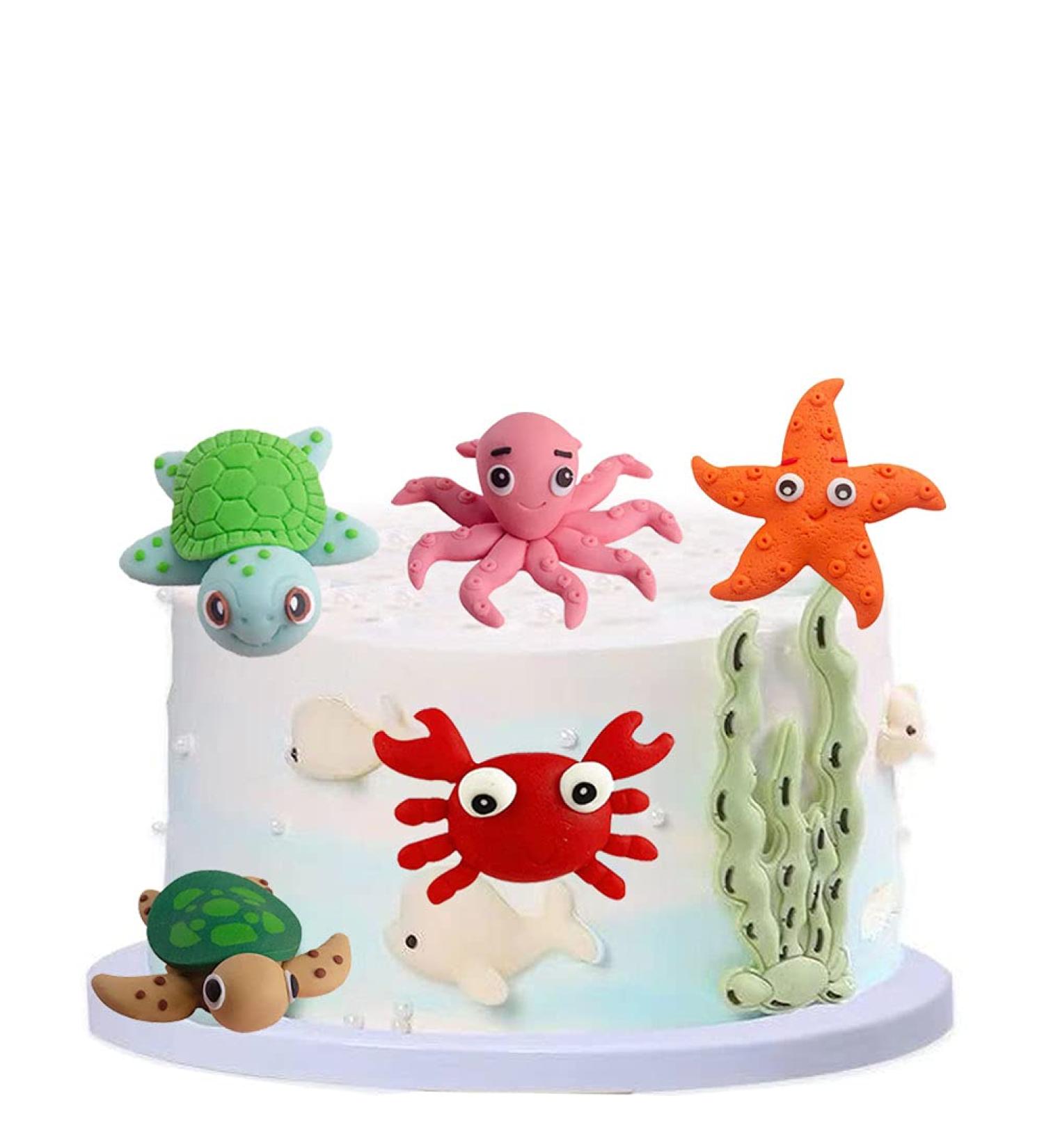 Sea Cake Toppers Set - Under the Sea Birthday Decorations for Kids' Ocean Theme Party - Buy Online on GoSupps.com