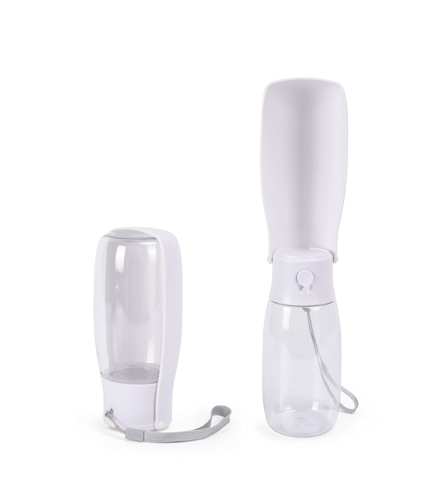 COFOETLN Dog Water Bottle 19oz White - Portable Leak Proof Dispenser for Travel and Walking - Dishwasher Safe Foldable Bowl Included - Buy Online on GoSupps.com