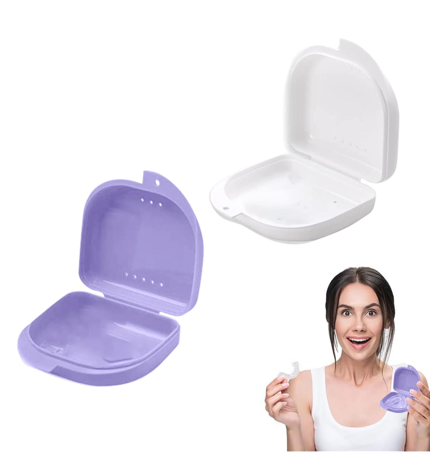 Prosthetic Travel Case - 2PCs Denture Box & Retainer Storage | Purple & White Braces Container - Buy Online on GoSupps.com