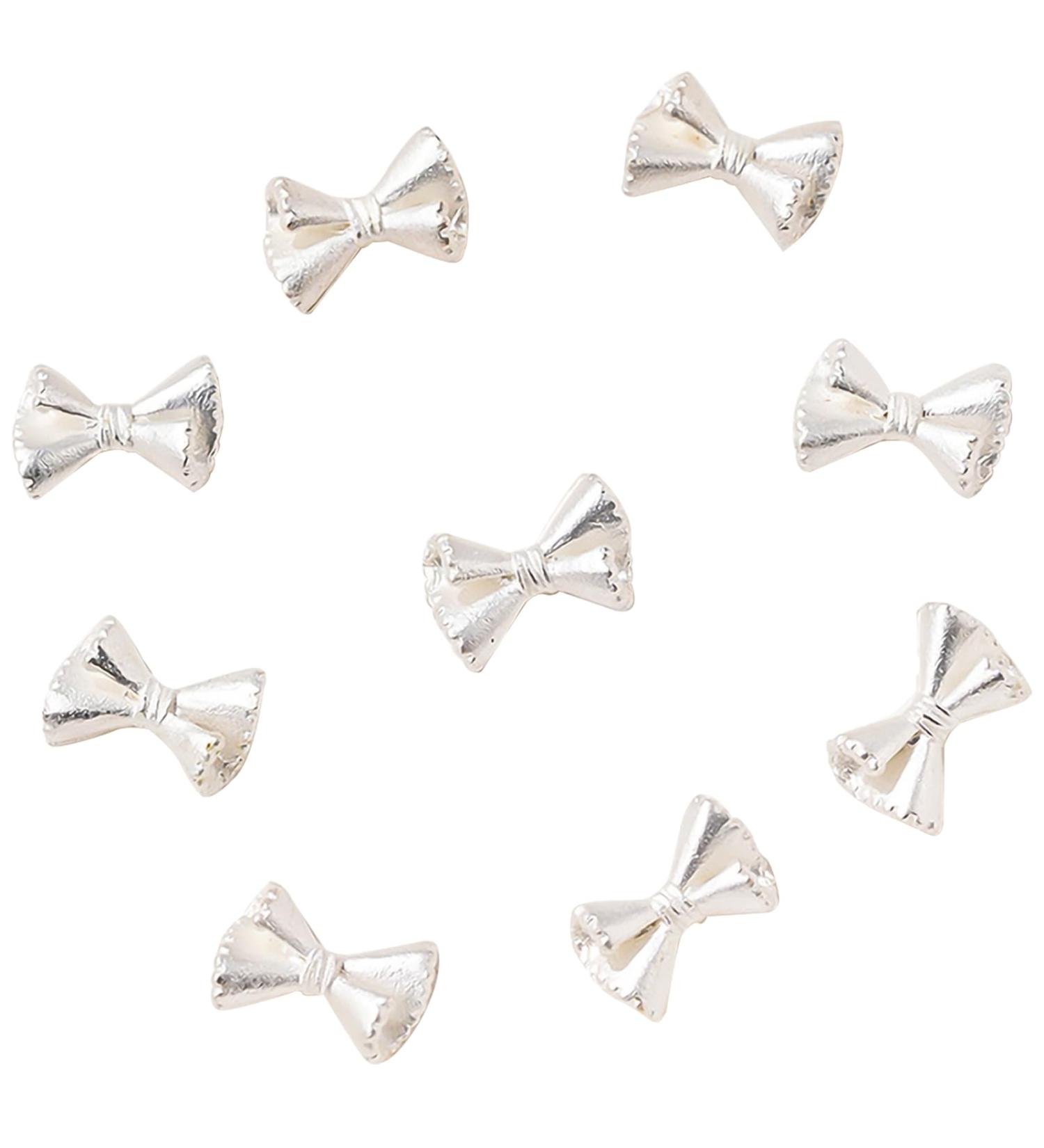 50x/Set Bowknot French Bow Nails Art Alloy Bow Nails Art Decoration Supplies For Salons Silver Bow 9 X 6mm - Buy Online on GoSupps.com