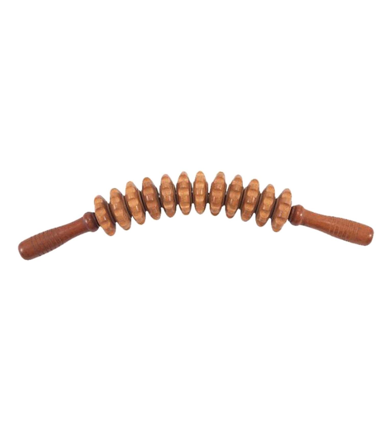 Portable Wooden Massage Roller - 12-Wheel Wood Gifts for Muscle Relief & Thigh/Waist Recovery - Buy Online on GoSupps.com