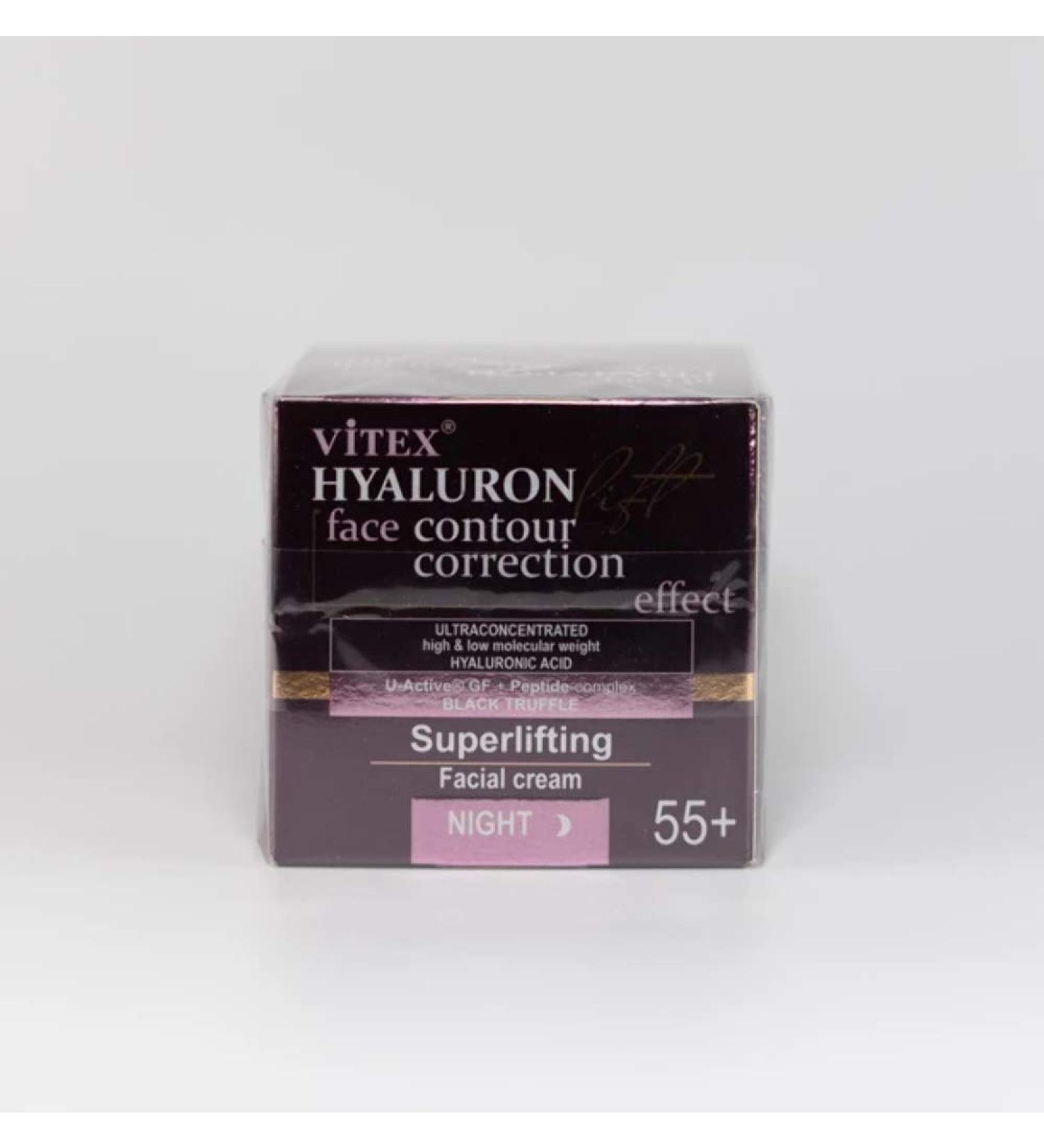 & Vitex Hyaluron Lift Superlifting Facial Night Cream 55+ for All Skin Types 45 ml with Hyaluronic acid Complex of Proteins Black Truffle Extract Collagen Avocado Oil Shea Butter