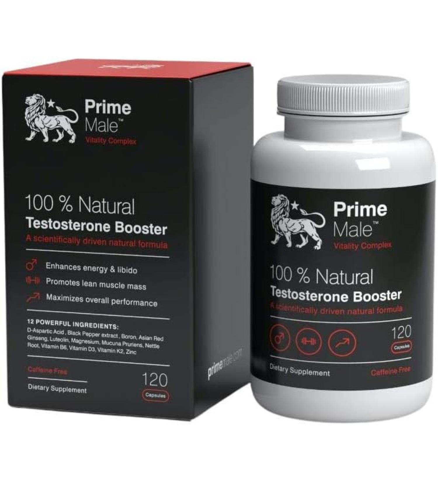 Prime Male Natural Testosterone Booster 120 Capsules - Buy Online on GoSupps.com