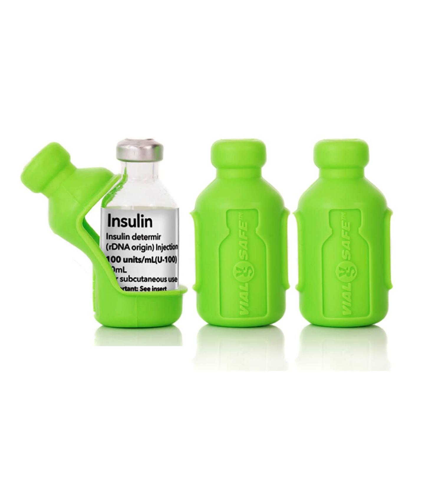 VIAL SAFE Insulin Bottle Protector Case - 3-Pack Lt. Green | Reusable & Durable Silicone Sleeve for Diabetes - Buy Online on GoSupps.com