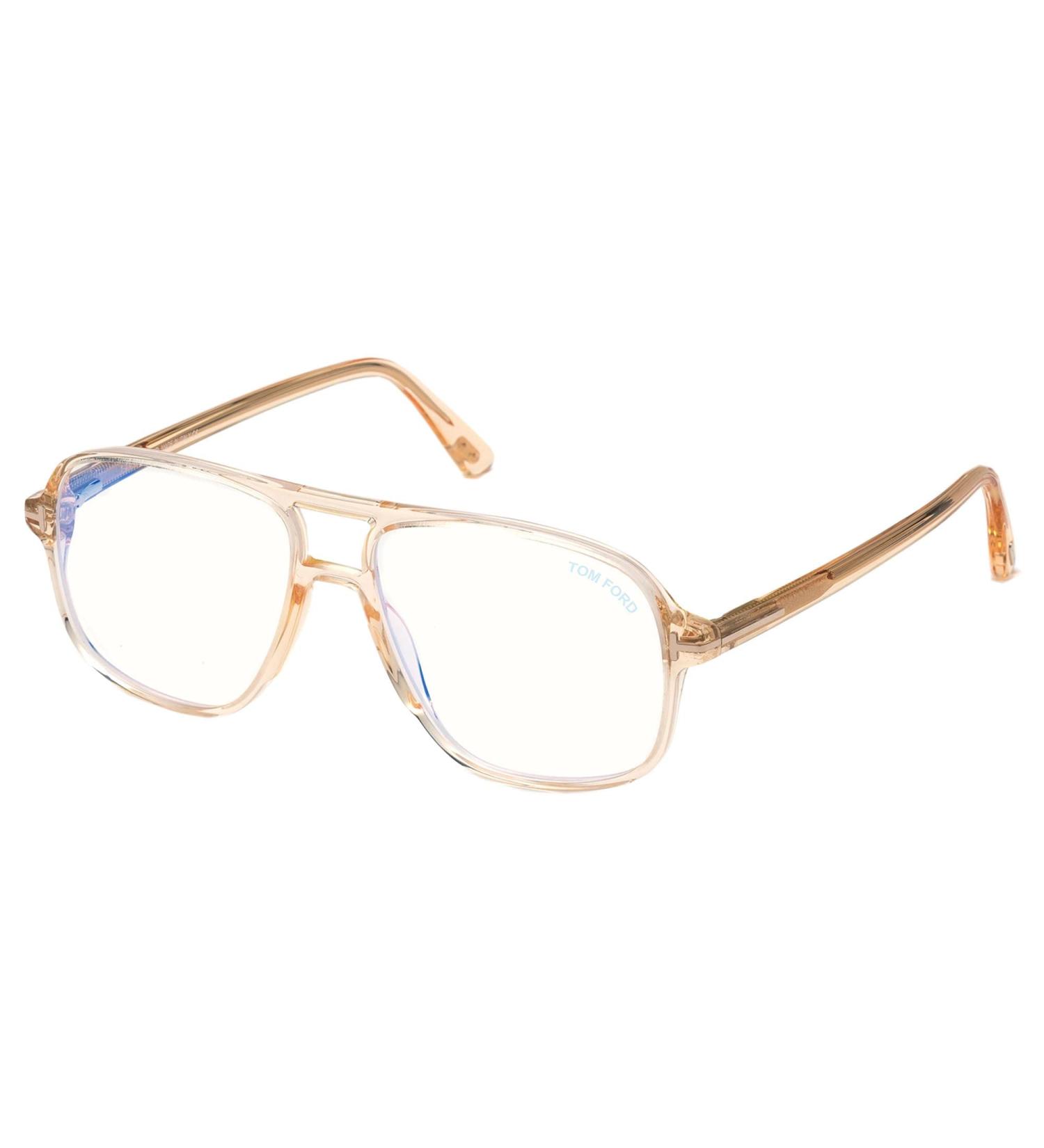 Tom Ford Eyeglasses FT 5737-B BLUE BLOCK Shiny Light Brown/Blue Filter 56/15/145 Men