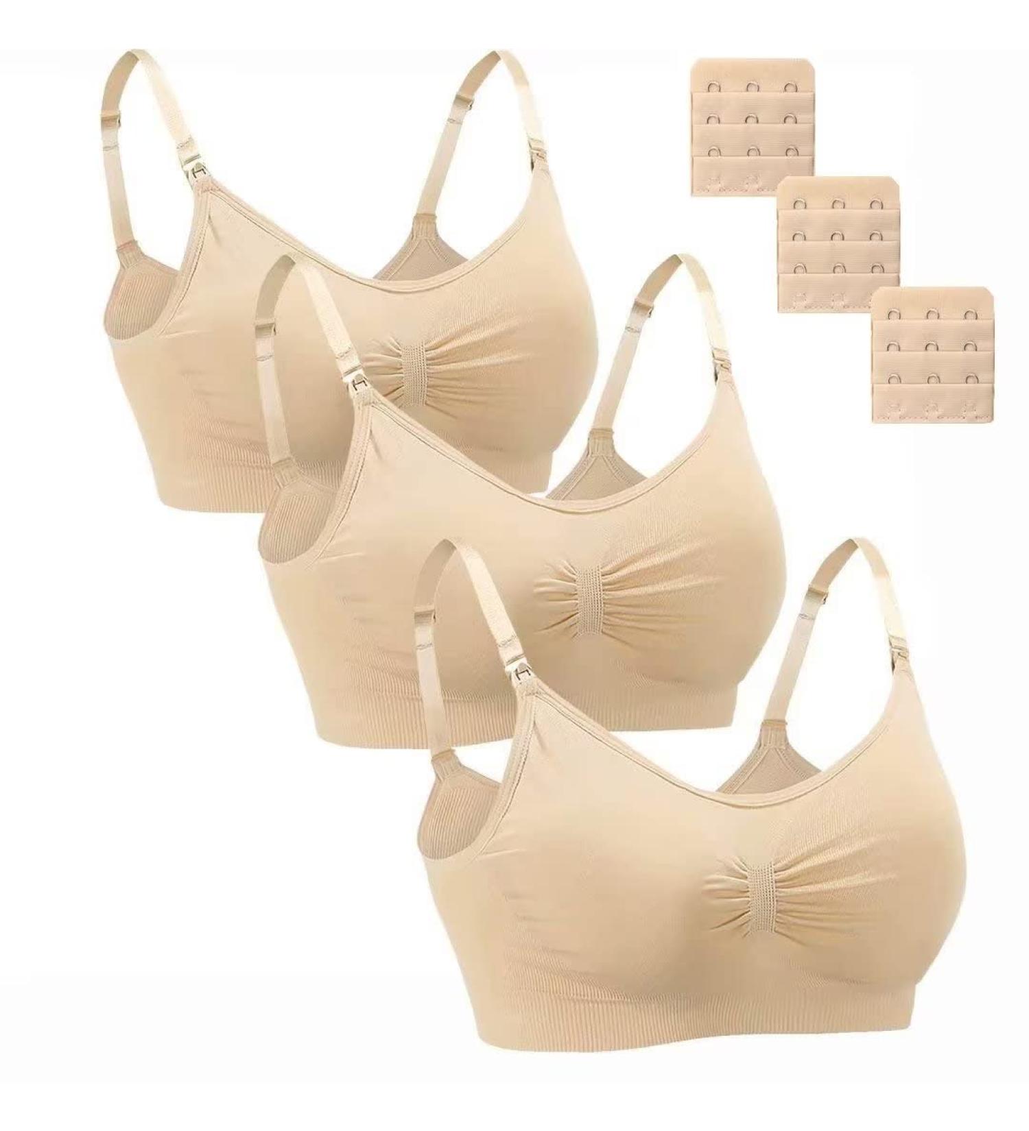 Dreamburn Maternity Nursing Bra | Wireless Seamless Comfort | 4 Rows Adjust Hook | Removable Spill Prevention Pads | Beige Style | M Size - Buy Online on GoSupps.com