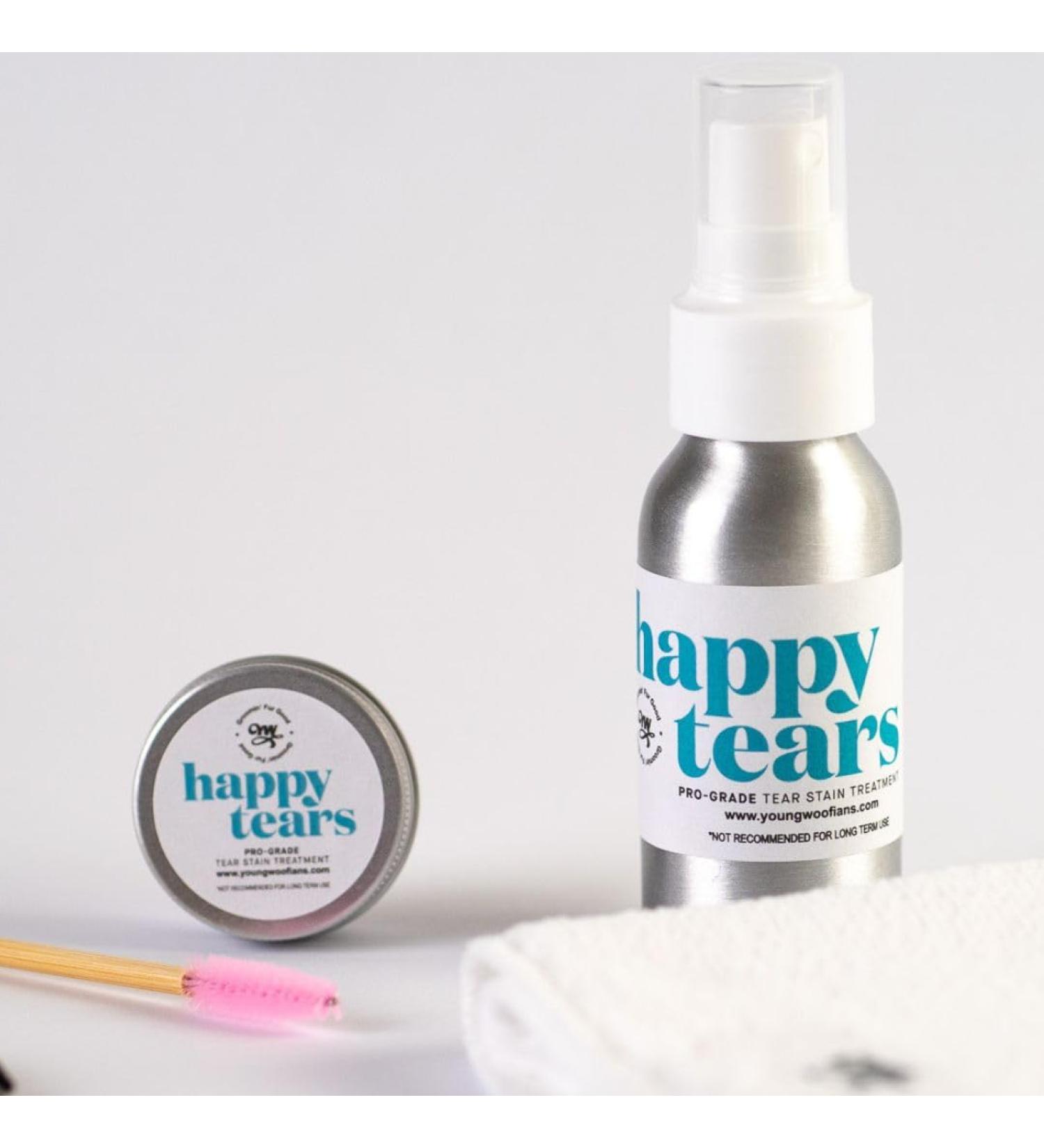 Happy Tears Starter Kit for Dog Tear Stain Removal - Natural Safe & Effective Tear Stain Cleaner For White Dogs Puppies Bulldogs Frenchies & More - Buy Online on GoSupps.com