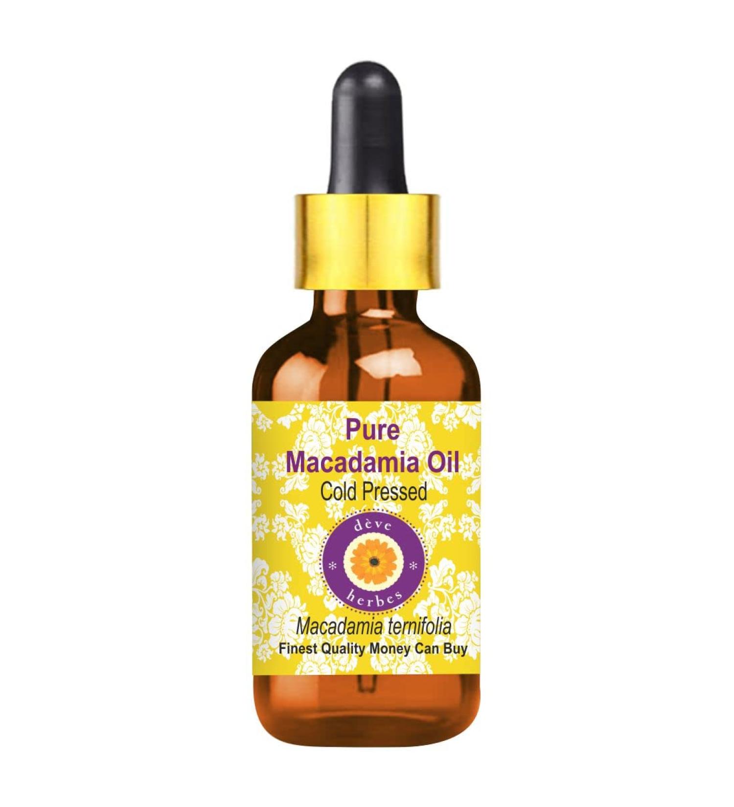 Deve Herbes Pure Macadamia Oil (Macadamia ternifolia) with Glass Dropper Cold Pressed 5ml (0.16 oz) - Buy Online on GoSupps.com