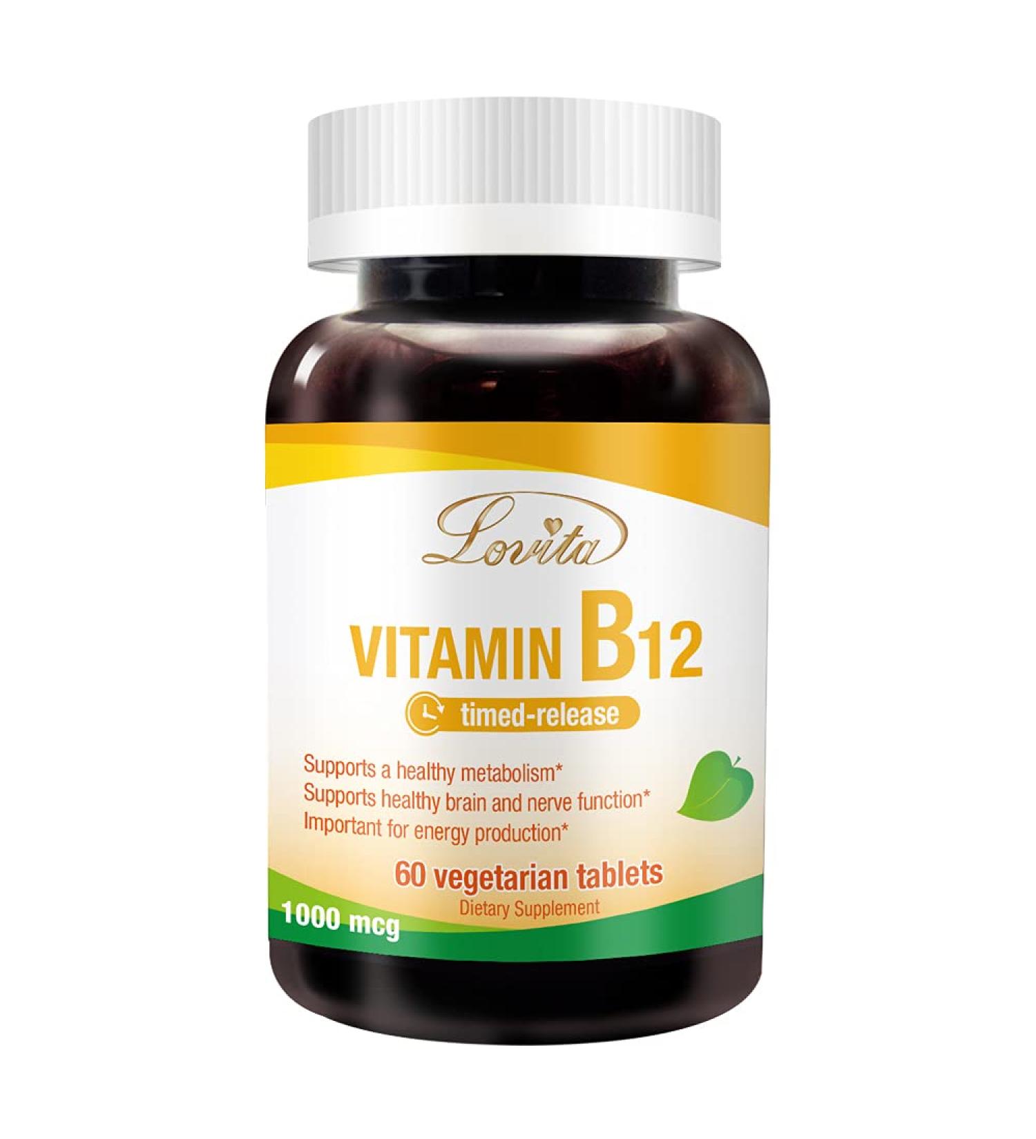 Lovita Vitamin B12 1000 mcg Timed Release - 60 Vegetarian Tablets (2 Month Supply) - Buy Online on GoSupps.com