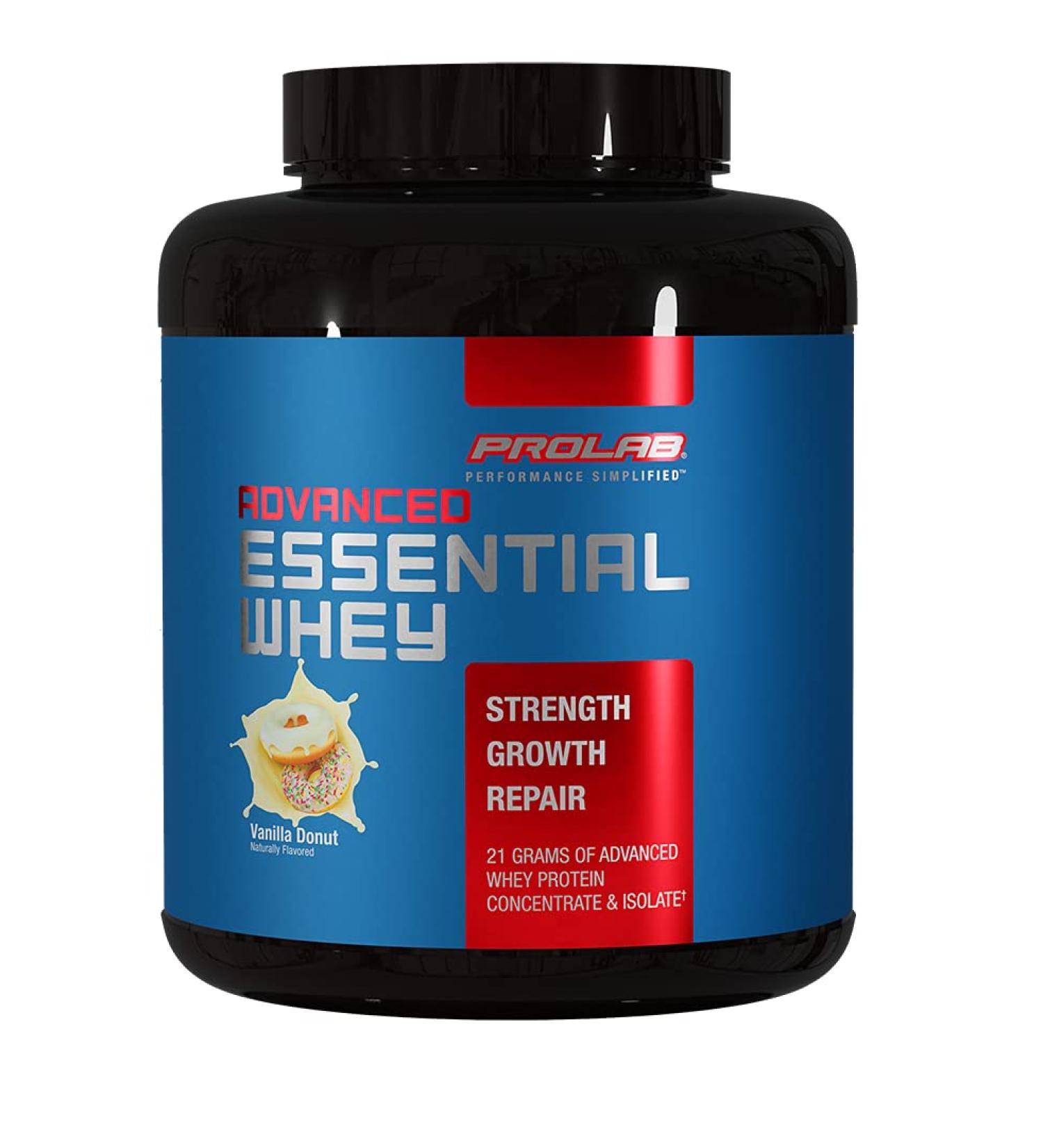ProLab Advanced Essential Whey Protein Powder Whey Concentrate & Isolate Blend 21g Protein BCAAs Digestive Enzymes Muscle Support & Recovery(Vanilla Donut) Vanilla Donut 2.5 Pound (Pack of 2) - Buy Online on GoSupps.com