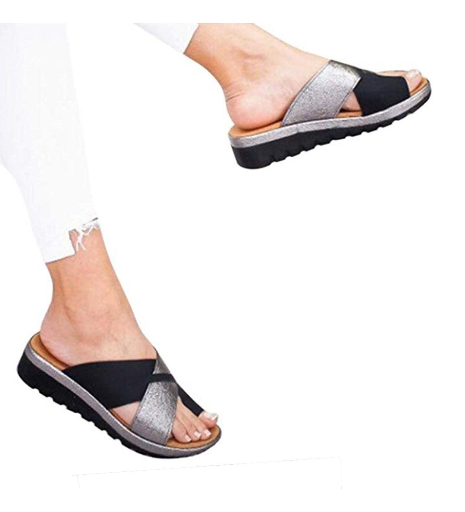 Bunion Corrector Sandals for Women - Pain Relief for Hallux Valgus & Big Toes - Comfortable Foot Correction (Black Size 9 - Buy Online on GoSupps.com