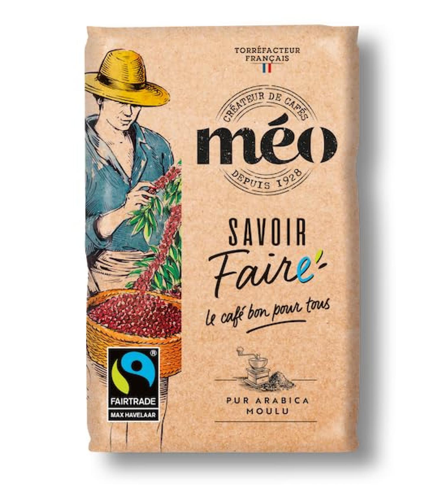 Café Méo Moulu Savoir Faire - in a pack of 8 bags of 500G - Medium roast level - Max Havelaar certified