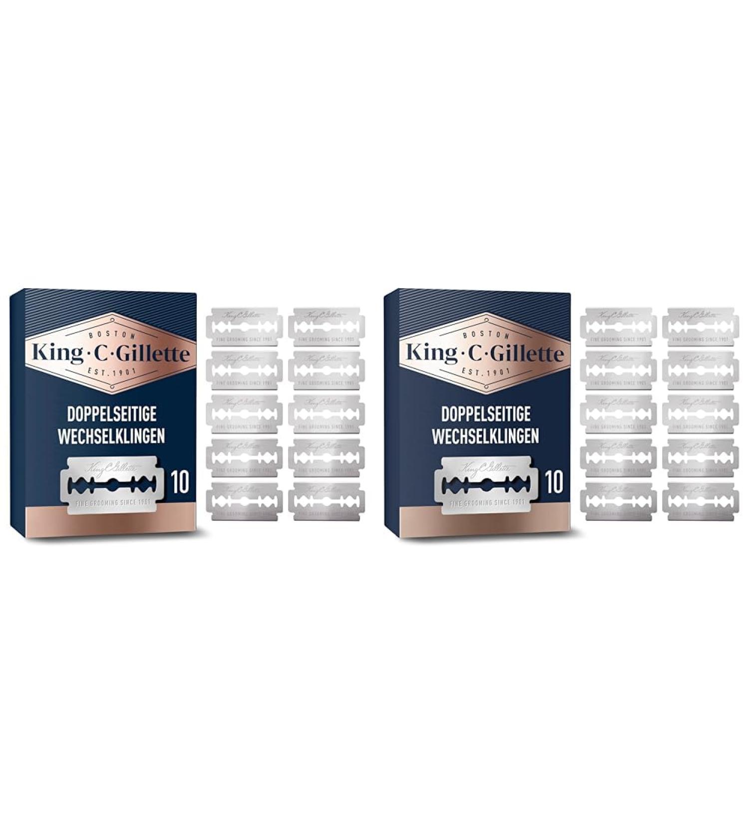 Buy King C. Gillette Double Edge Safety Razor Blades - Platinum-Coated Stainless Steel 10 Blades (Pack of 2) | International Shipping - Buy Online on GoSupps.com