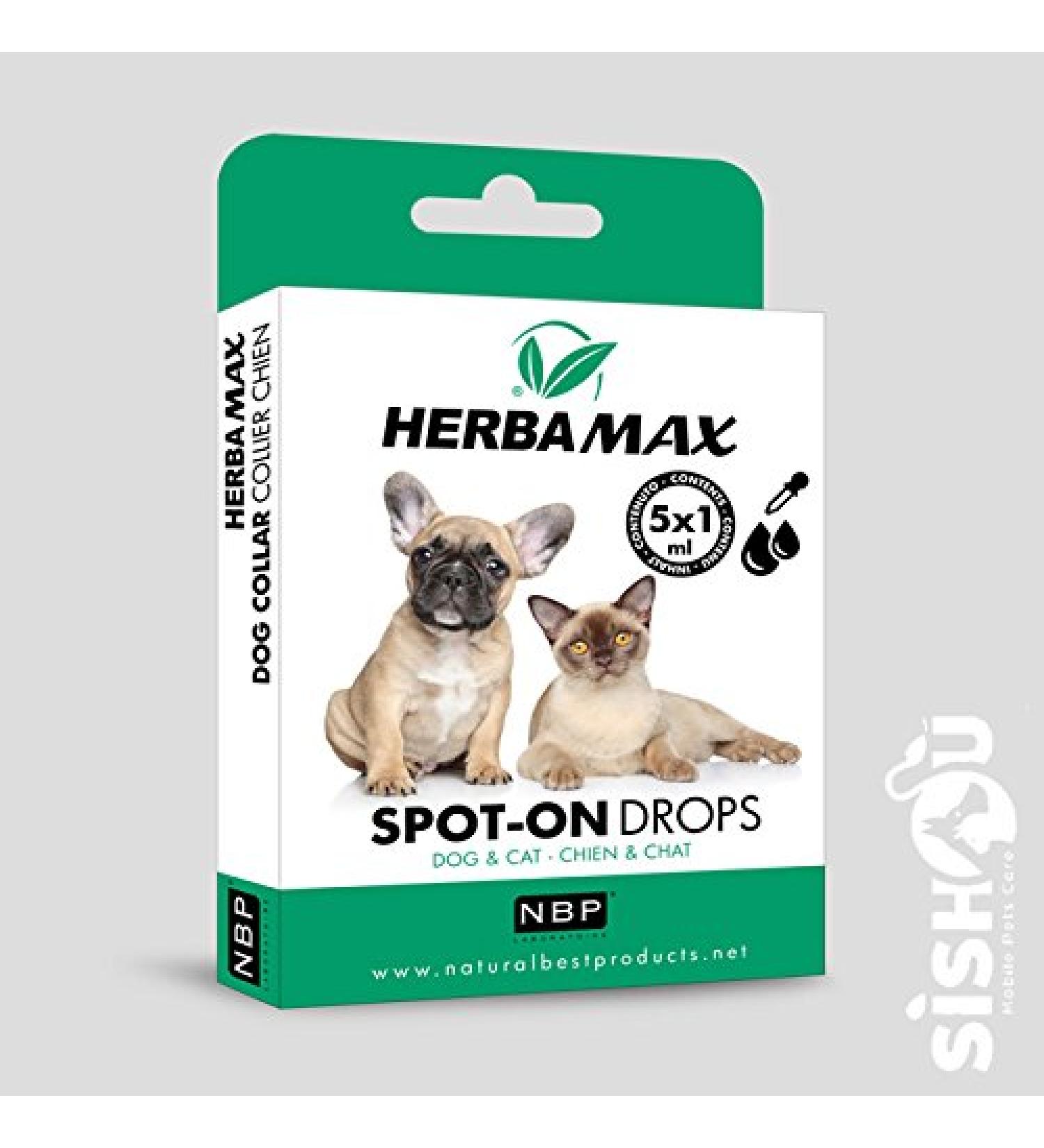 Natural Best Products Herbamax Spot-on Drops/Pipettes for Dogs and Cats 5 x 1 ml