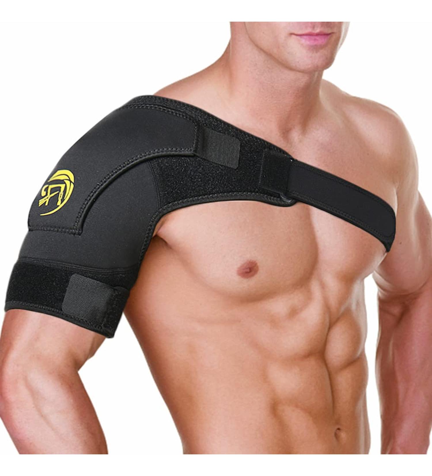 HOPPOLE Adjustable Shoulder Brace - Compression Support for Men and Women - Relieves Shoulder Injuries and Tendonitis - Black, One Size - Buy Online on GoSupps.com