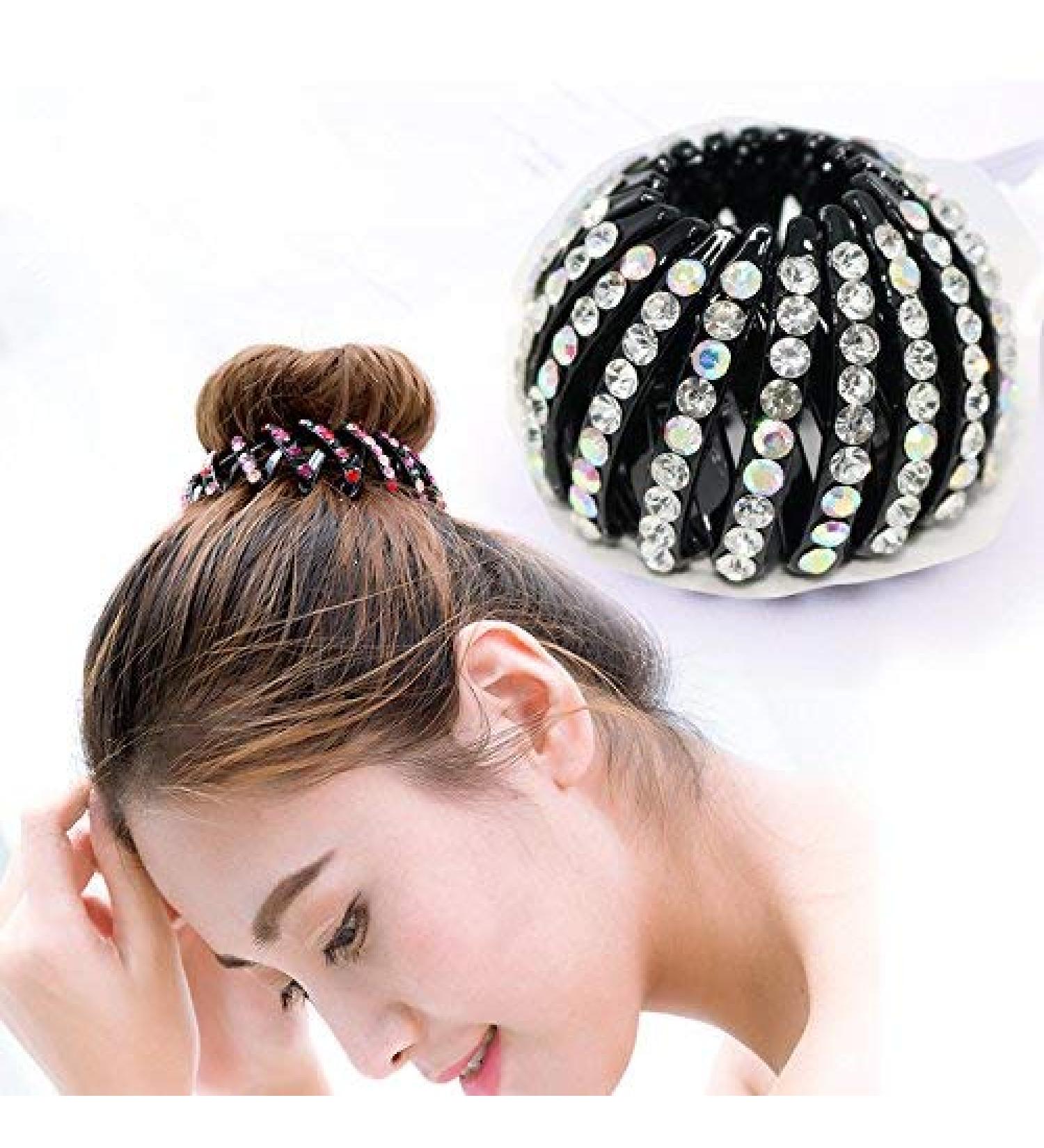 Fancyland Expandable Ponytail Holder & Strass Bun Maker Acrylic Hair Clip for Fast Volume & Stylish Twist Perfect for Ladies & Girls - Buy Online on GoSupps.com