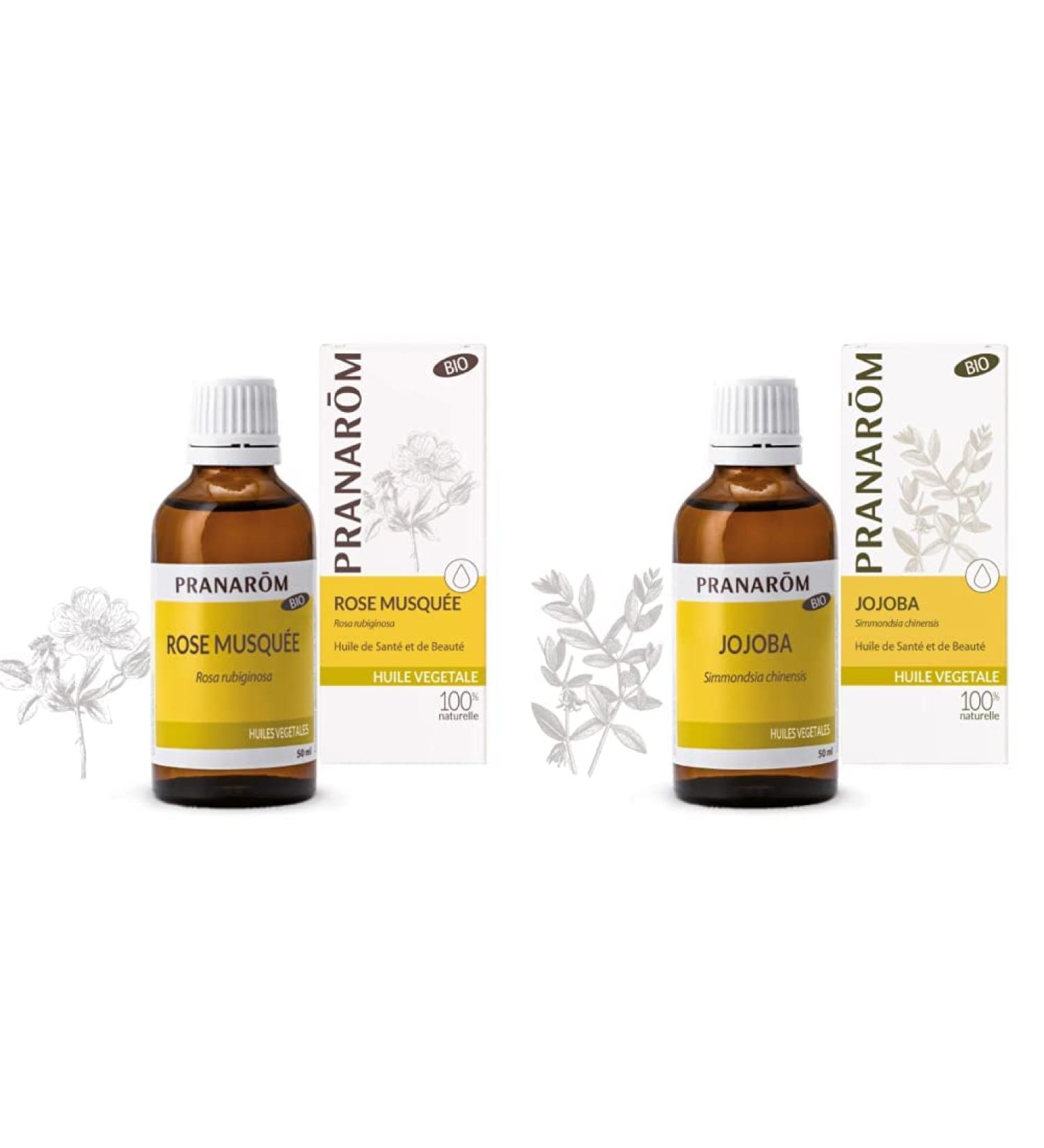 Pranar m | Rose Musqu e Bio - Huile V g tale | Huile Pr cieuse | Riche en Om gas 3 | 50 ml & Jojoba Bio Eco - Huile V g tale | Acides Gras Mono-Insatur s | 50 ml - Buy Online on GoSupps.com