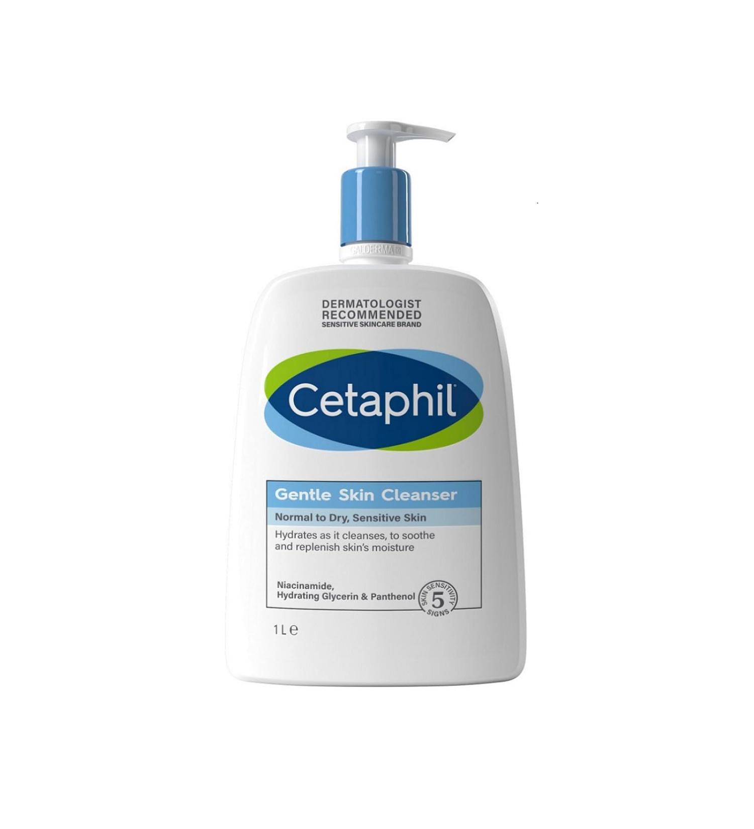 Cetaphil Gentle Skin Cleanser 1L - Face & Body Wash for Normal to Dry Sensitive Skin with Niacinamide & Glycerin - Soap-Free Formula - Buy Online on GoSupps.com