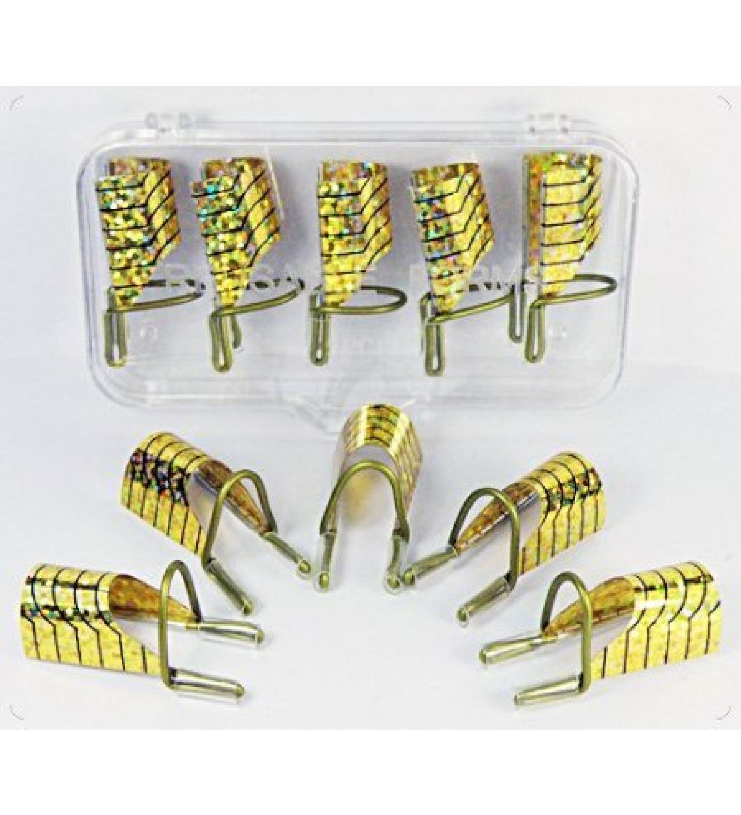 Restly(TM) 10pcs Golden Reusable UV Gel Acrylic Nail Art Tips Extension Guide Form Tool