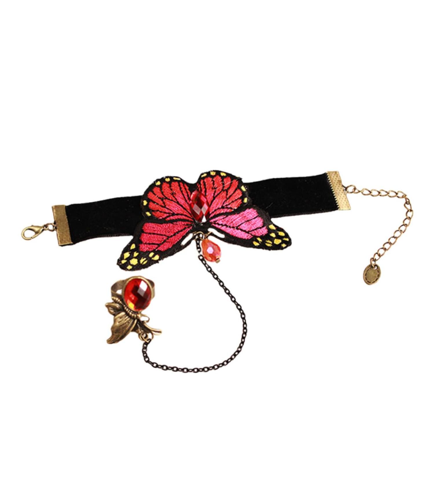 COHEALI 1pc Butterfly Ring Bracelet Rings for Teen Girls Wrist Chain Wristband with Finger Ring Jewelry Miss - Buy Online on GoSupps.com