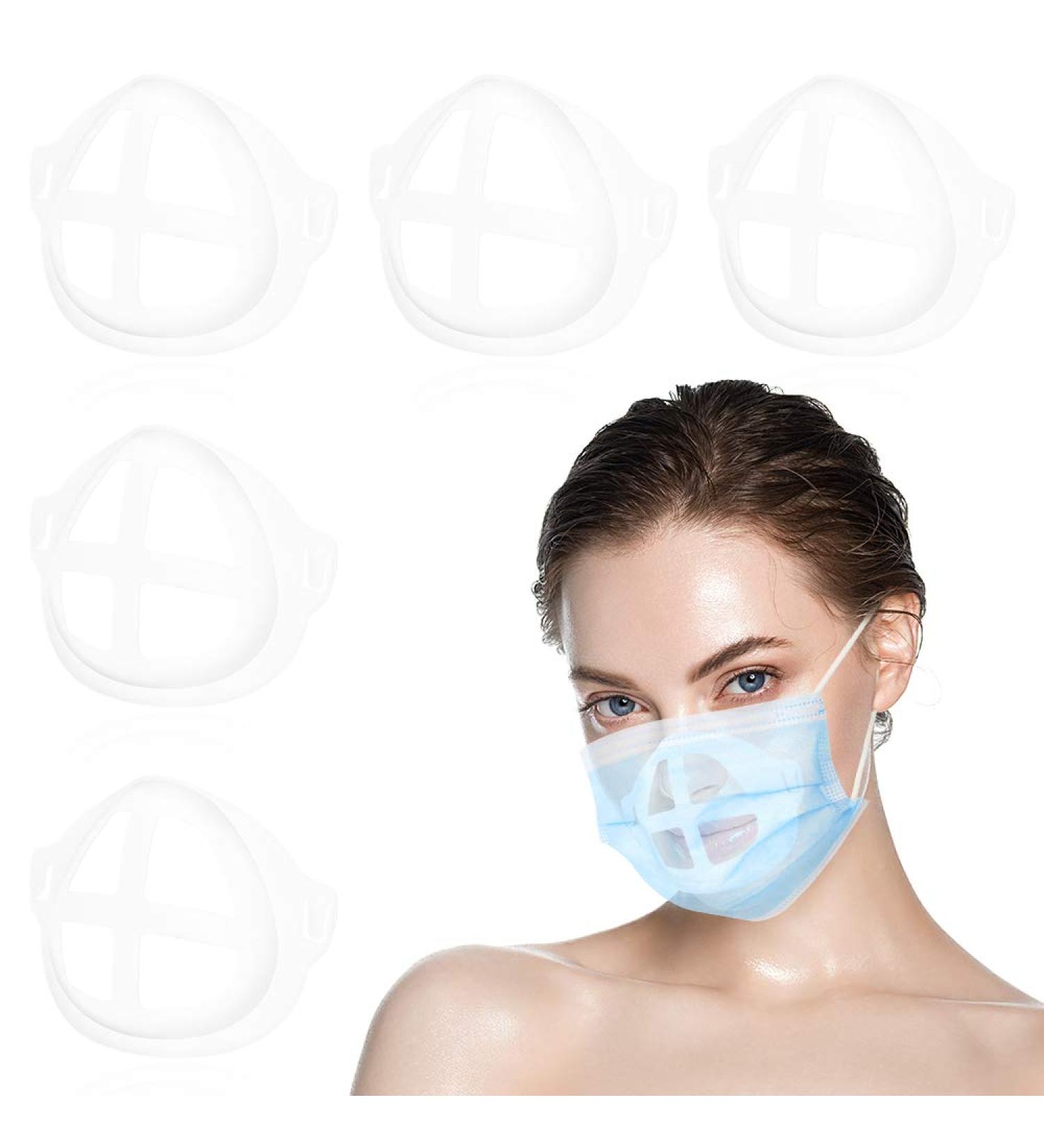 5PC 3D Mask Bracket Comfortable Wearing Keep Fabric Off Mouth Help Breathing Smoothly Lipstick Savor Reusable Washable Translucent - Buy Online on GoSupps.com