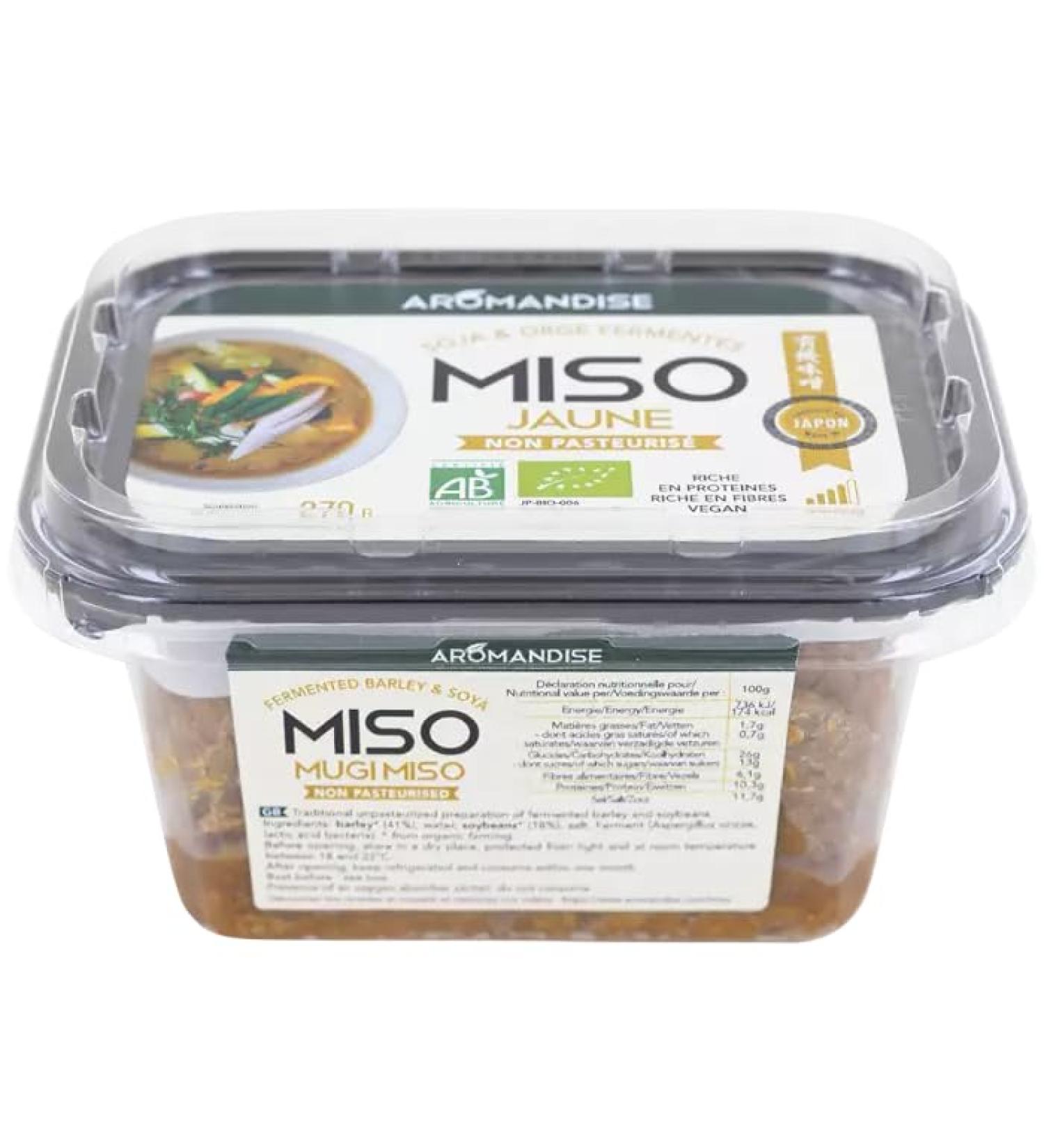 Aromandise Miso jaune d'orge non pasteuris Bio - 270g - Buy Online on GoSupps.com