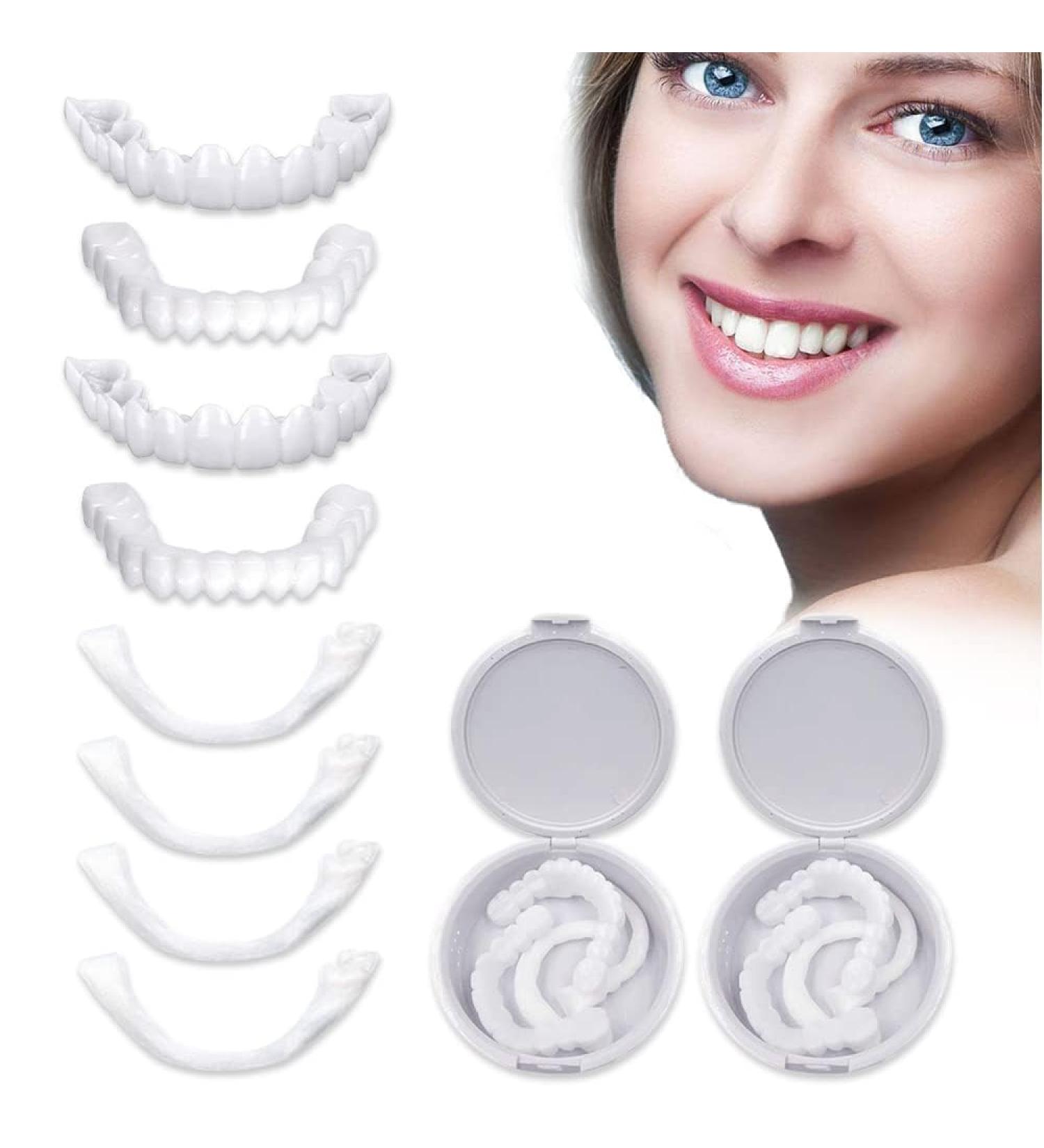 Buy 2 Couples False Teeth Veneers Provisional Dental Prosthesis - Fake Teeth Set with Mini Tweezers & Tooth Bleaching for Men & Women - International Shipping Available - Buy Online on GoSupps.com