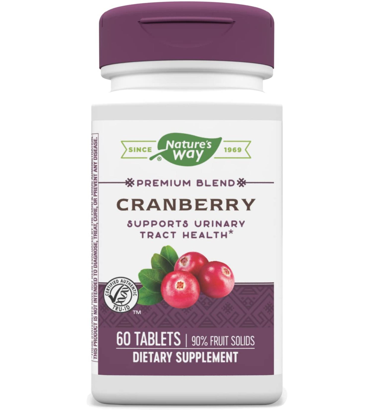 Nature's Way Standardized Cranberry 60 Count - 90% Fruit Solids, Gluten Free & Vegetarian - Buy Online on GoSupps.com
