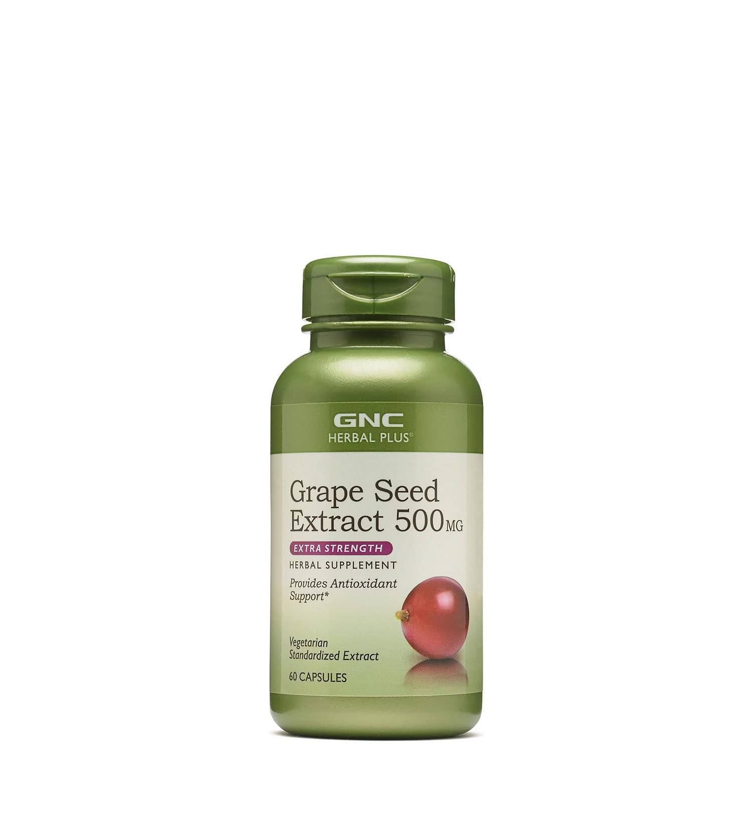 GNC Herbal Plus Grape Seed Extract 500mg - Extra Strength Antioxidant Support - 60 Capsules - Buy Online on GoSupps.com
