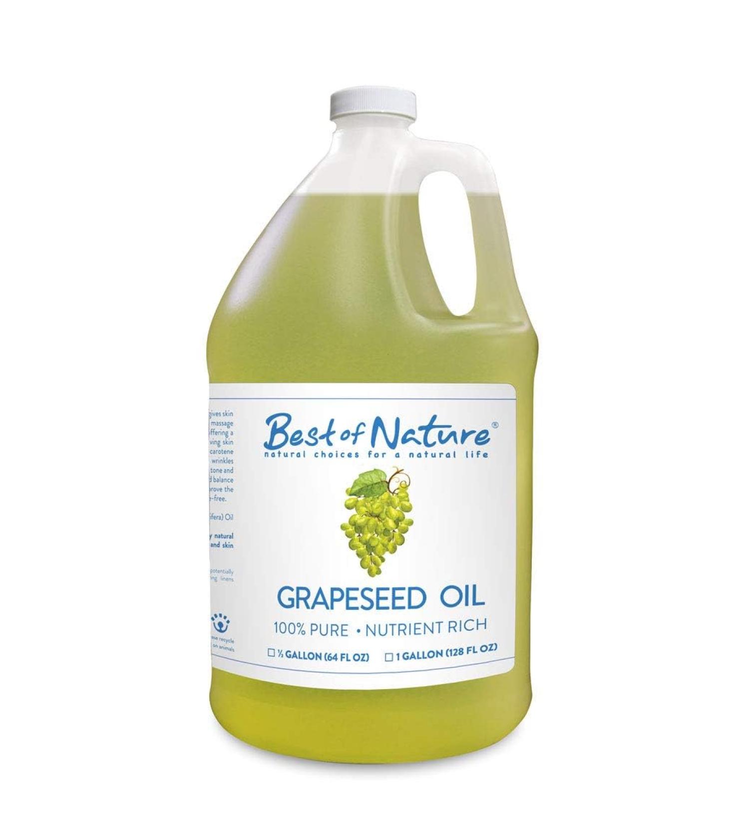 Best of Nature 100% Pure Grapeseed Oil - Unscented Lightweight Non-Greasy Moisturizer for Hair Skin Face & Aromatherapy Carrier Oil for Essential Oils Half Gallon (64 fl oz) 64 Fl Oz (Pack of 1) - Buy Online on GoSupps.com