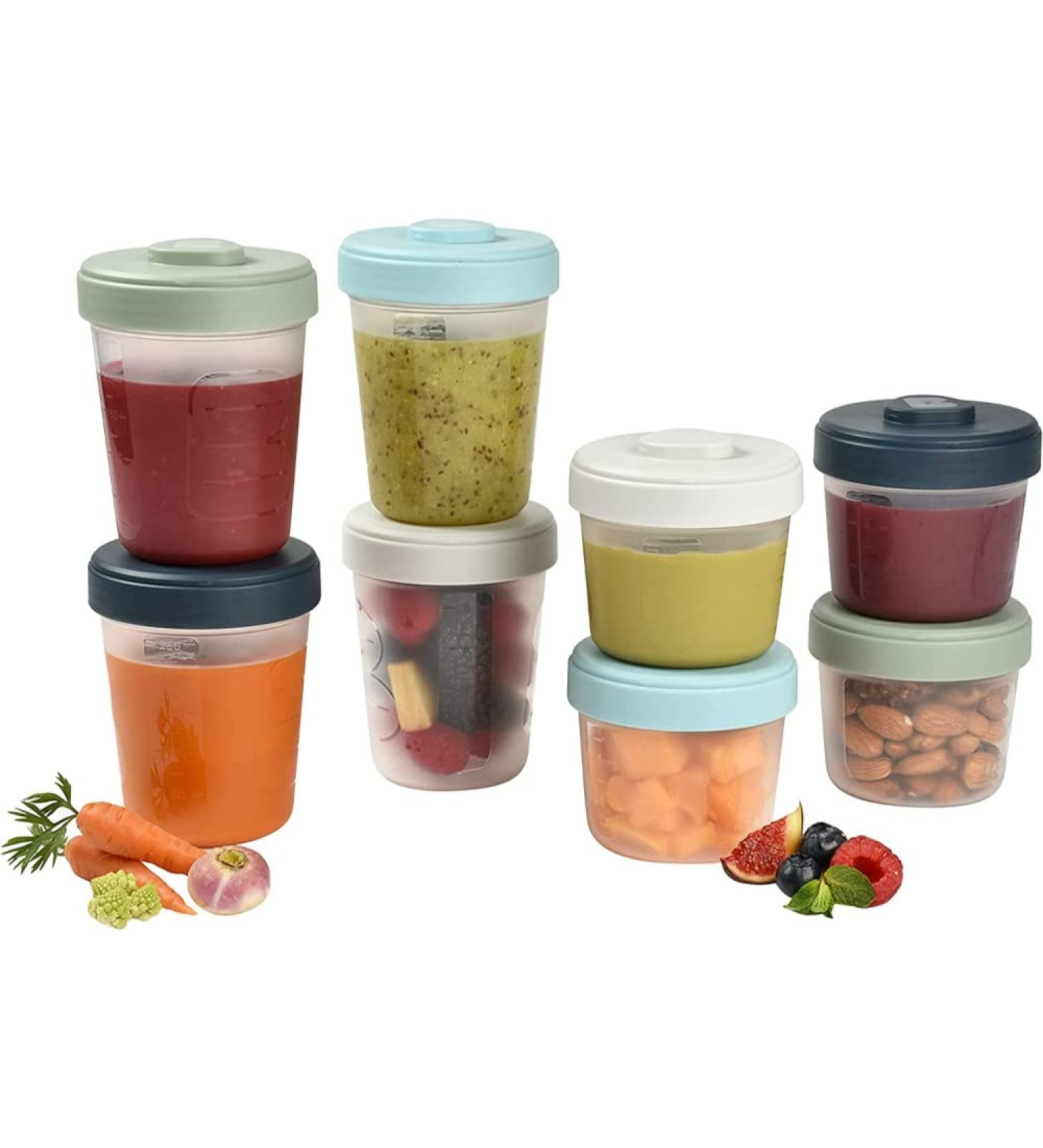 Interlocking Stackable Storage Pots Set - 8 Piece Baby Food Containers - Airtight & Freezable - Breast Milk Storage - Multicolor - Buy Online on GoSupps.com