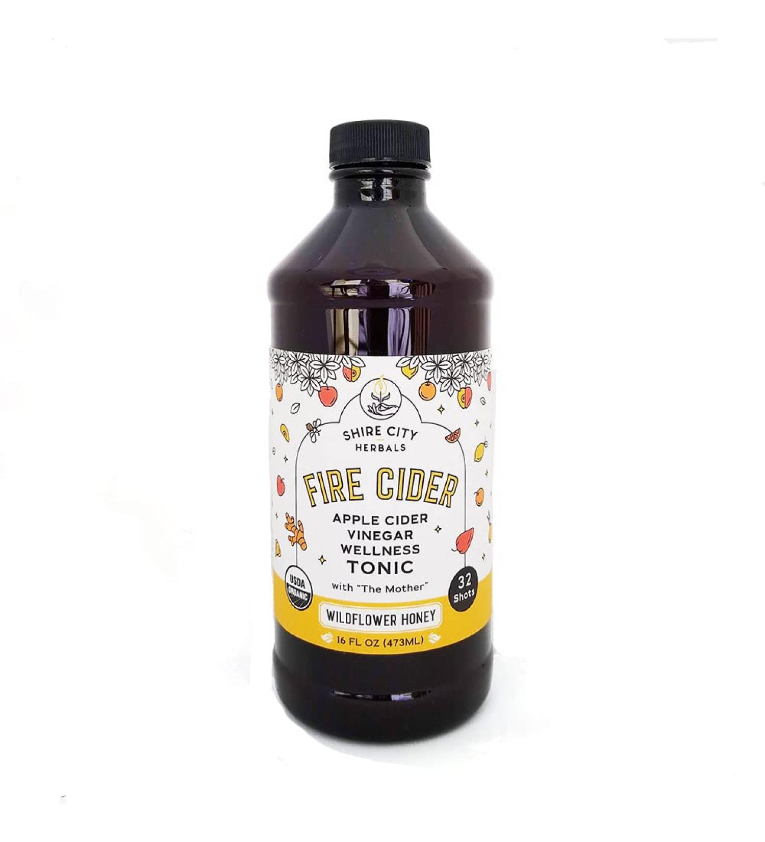 Amazon Exclusive: Shire City Herbals Fire Cider Tonic 16 oz - Wildflower Honey, Apple Cider Vinegar, Organic Raw Ingredients - Paleo, Keto, Whole 30 Approved - Buy Online on GoSupps.com
