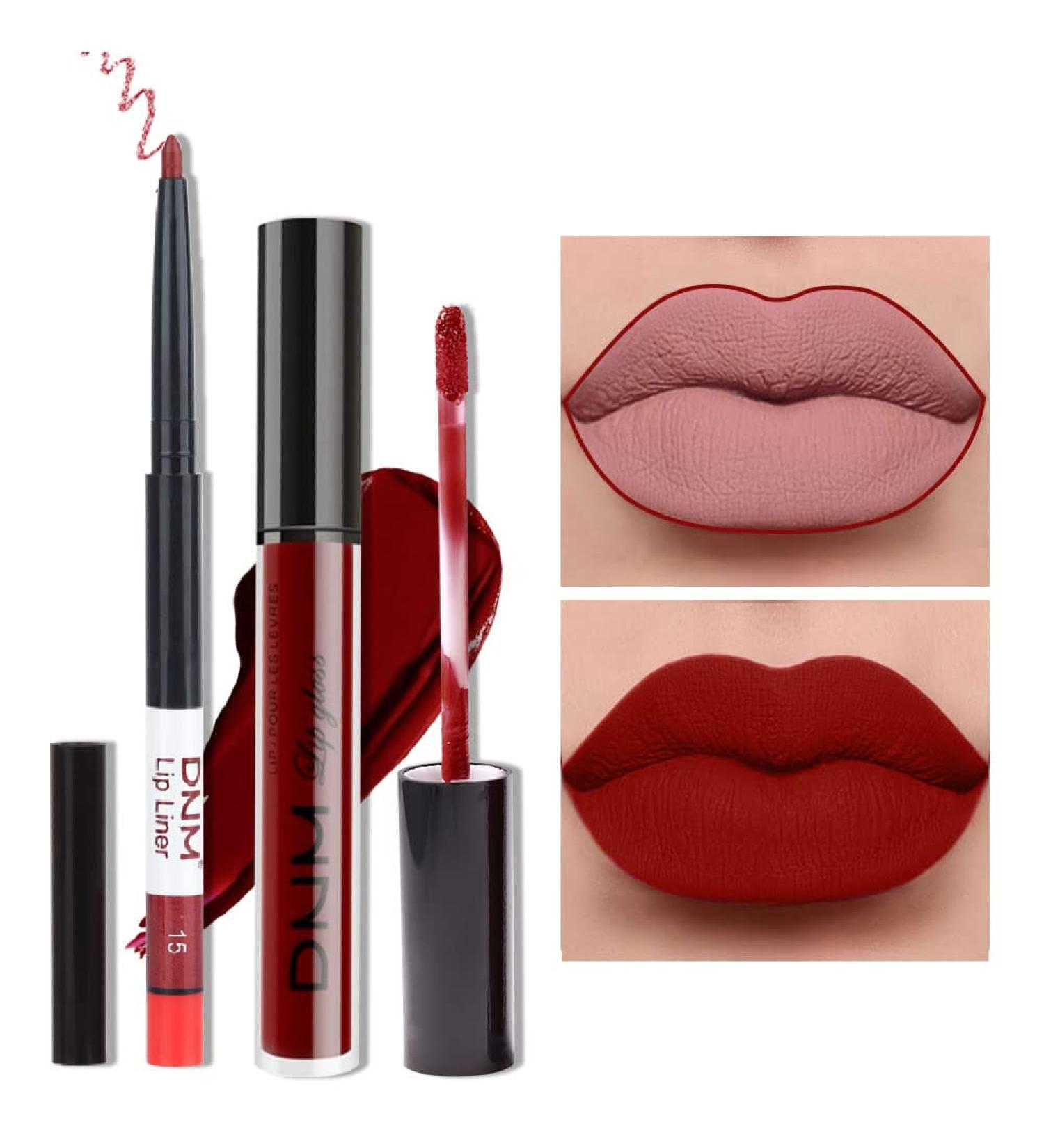 AMY'S DIARY Matte Dark Red Lip Liner and Lipstick Set - Waterproof 24H Liquid Lipstick Kit with Long Lasting Lip Liner - Matt Finish Makeup Set - Buy Online on GoSupps.com