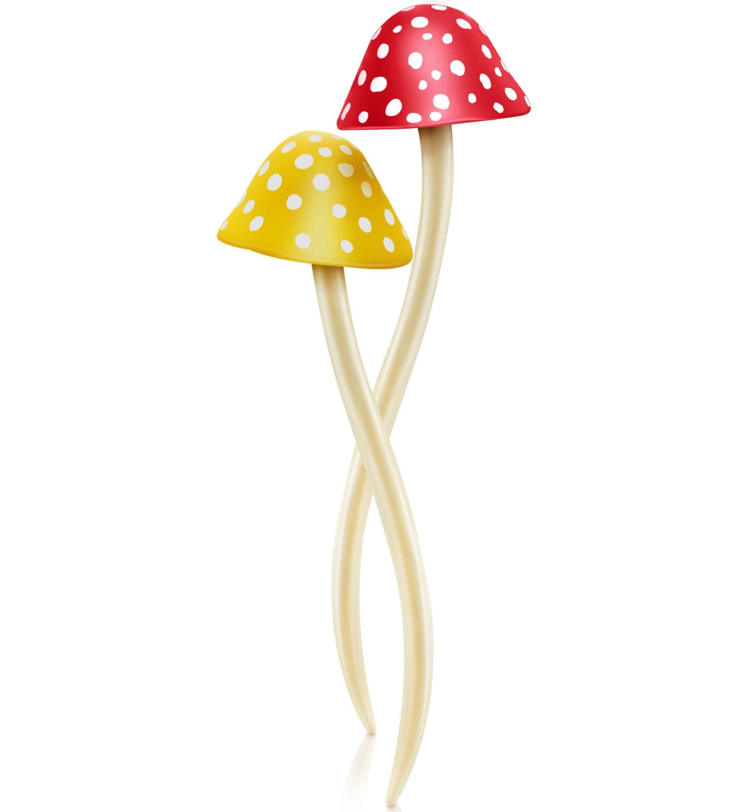 Elegant Mushroom Hair Stick Set for Long Hair - 2 Pcs Chinese Hair Chopsticks for Women - Cute Print Hair Accessories - Reddish Brown Yellow Dots Style - Buy Online on GoSupps.com