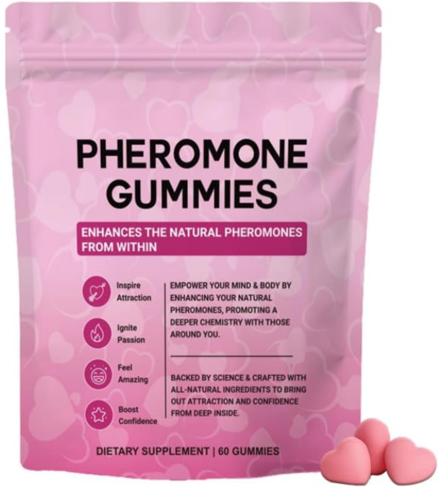 Pheromone Gummies For Women Strawberry Flavor Improve Social Attraction And Confidence 60 Gummies 1 pcs - Buy Online on GoSupps.com
