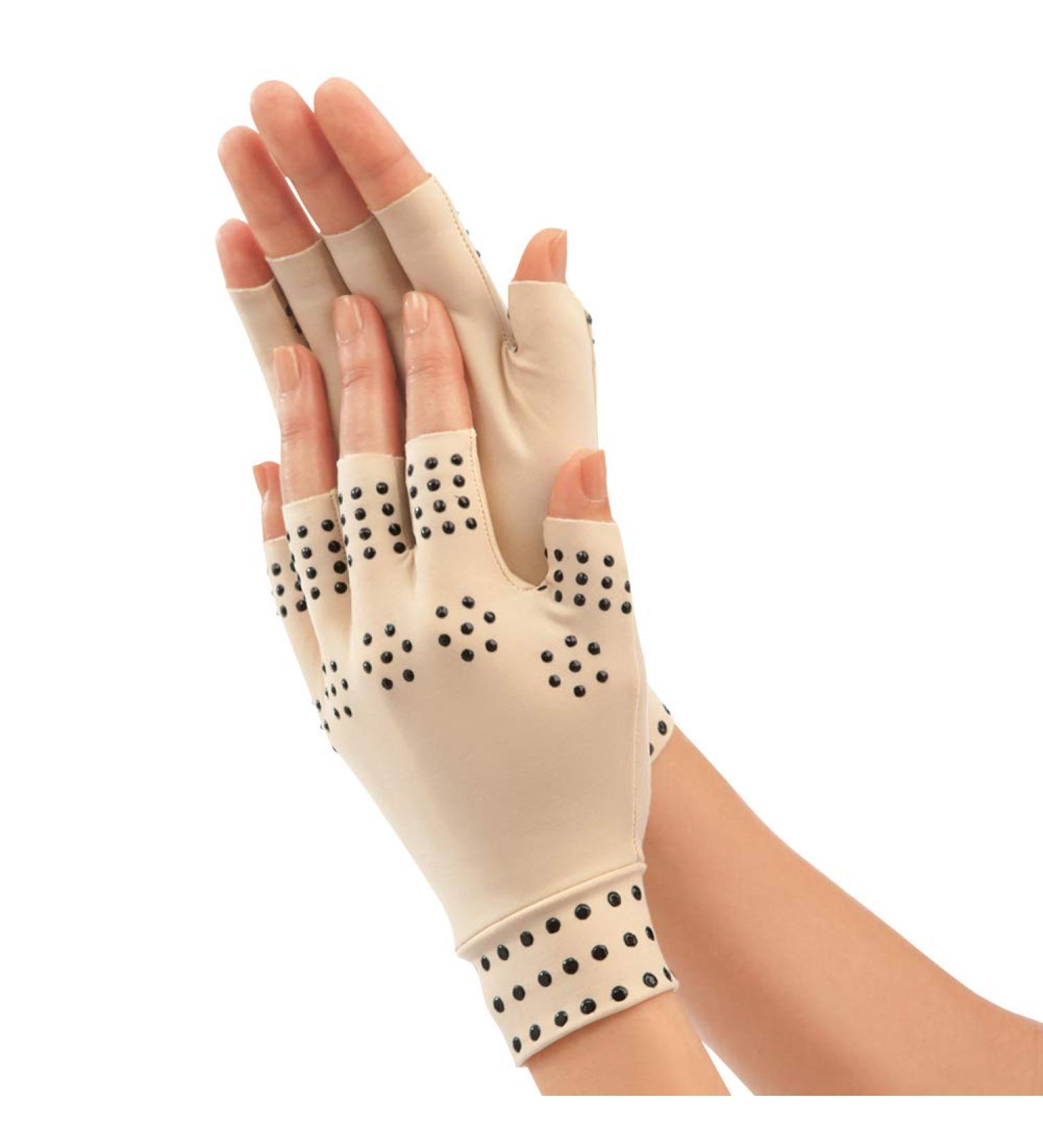 Buy Collections Etc Magnetic Arthritis Therapy Fingerless Compression Gloves - Nude Beige Large | International Shipping Available - Buy Online on GoSupps.com