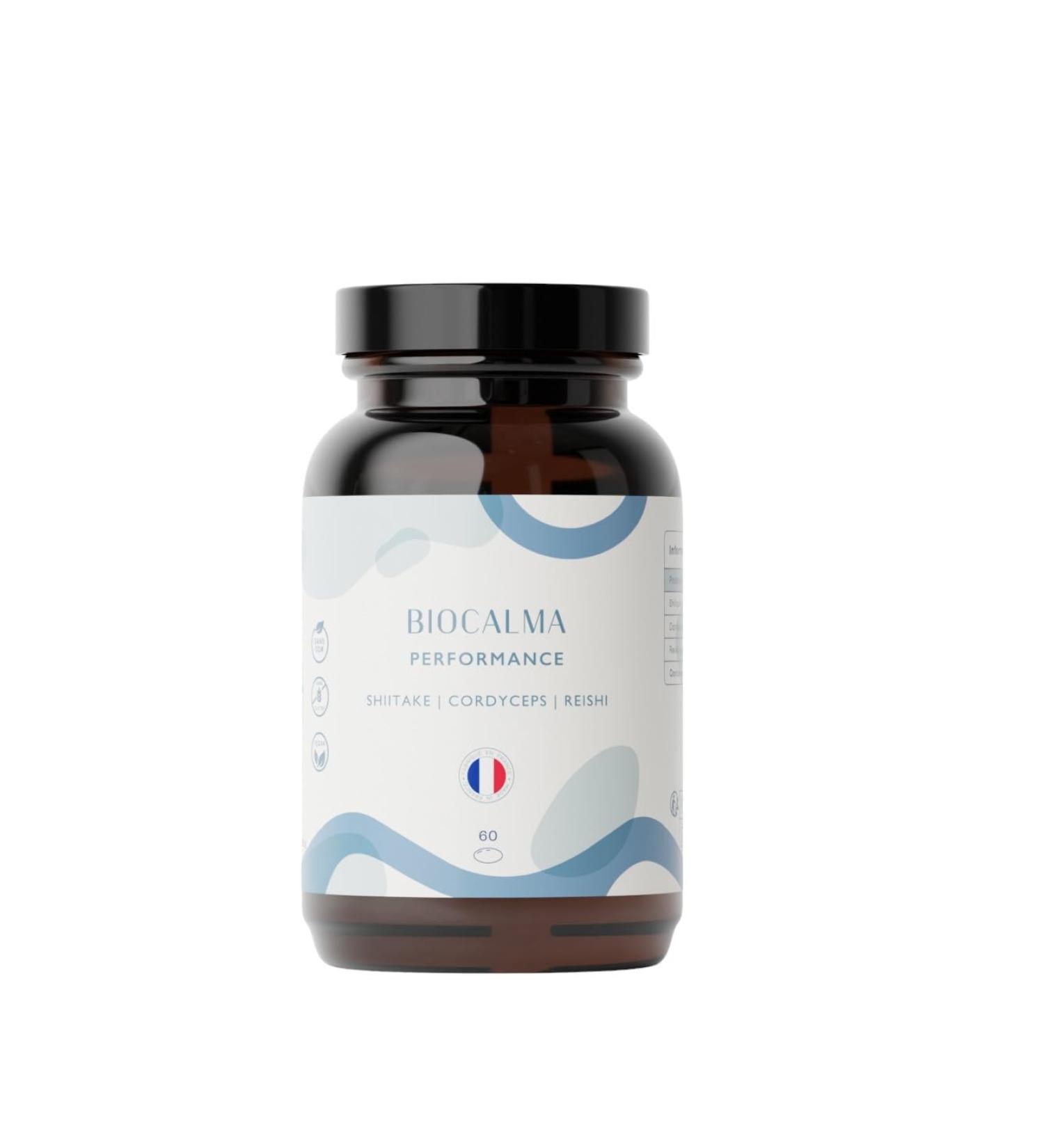 Biocalma Adaptogenic performance mushrooms 60 capsules energy mental clarity and emotional balance Cordyceps Reishi & Shiitake 100 natural high quality antistress physical - Buy Online on GoSupps.com