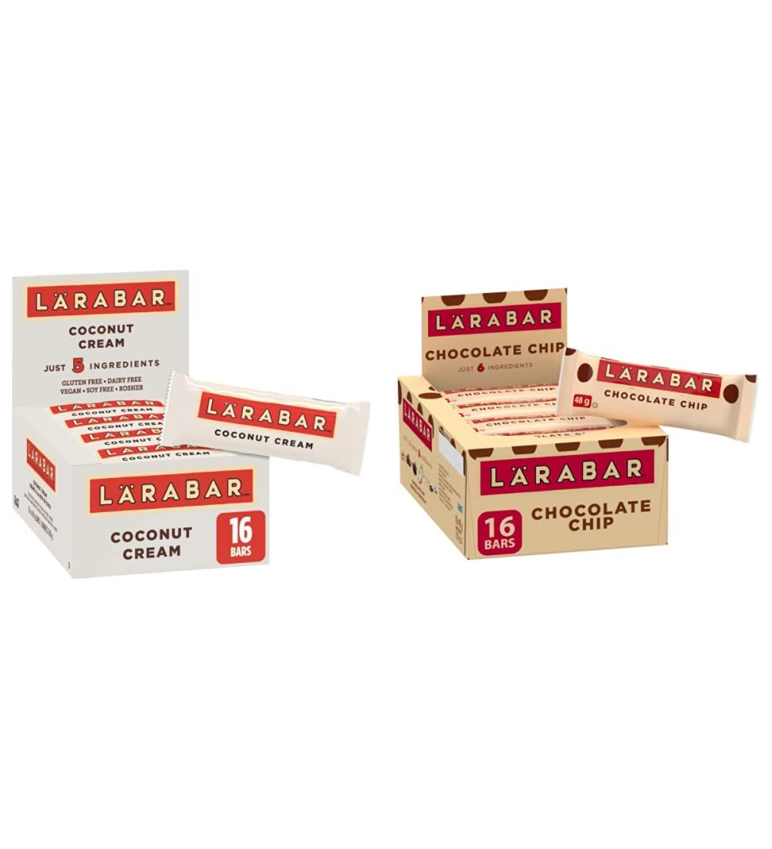 Larabar Gluten Free Coconut Cream Fruit and Nut Energy Bar 16-Count 768 Gram & Gluten Free Chocolate Chip Fruit and Nut Energy Bar 16-Count 720 Gram - Buy Online on GoSupps.com