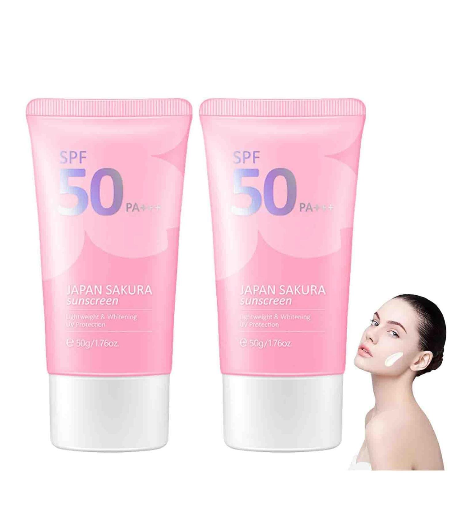  TANOOS Japan Sakura Sunscreen SPF 50+ Pa+++ Japan Sakura Sunscreen Skincare SPF 50 Sunscreen Moisturizing Cream Facial And Body Sunscreen Sunscreen Skincare Cream for all Skin Types - Buy Online on GoSupps.com