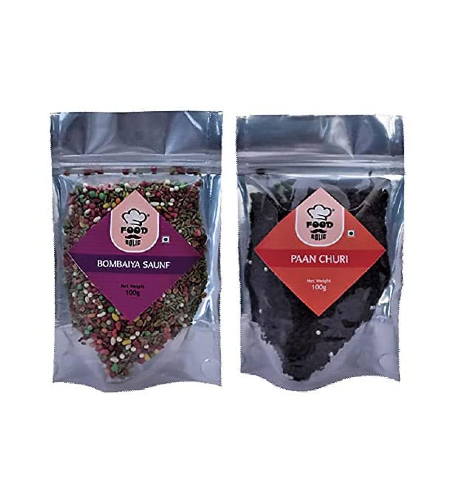 Foodholic Premium Mouth Freshener Combo Pack of 2 (100 Gm Each) (Bambaiya Mukhwas X 1 & Mix Churi X 1)_Packing May Vary