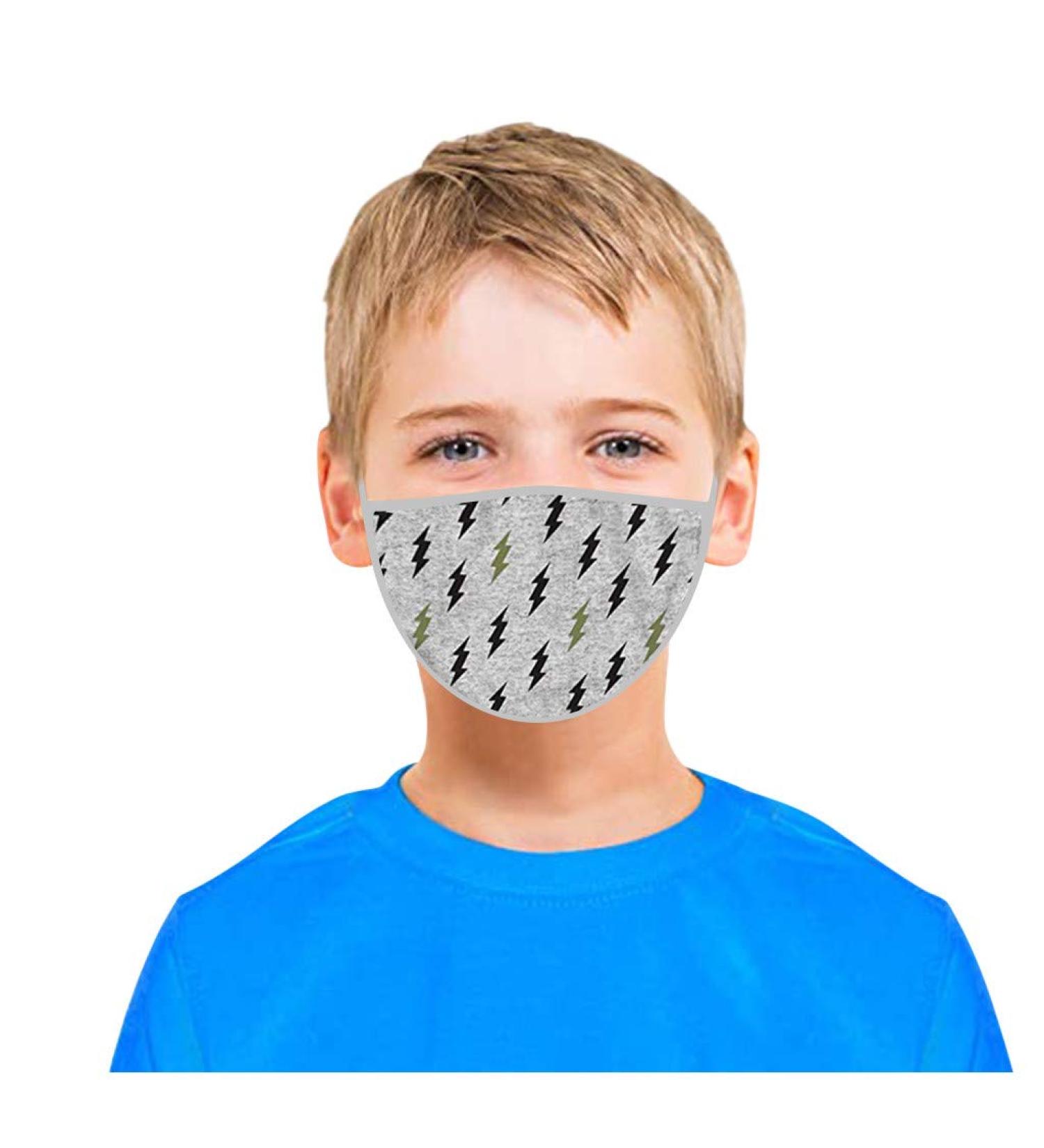 Yliquor 1PC Printed Cotton Facial Covering Washable Face Protection Breathable Cute Cartoon Face Bandanas Anti-Haze Dustproof for Kids (1 PC Q)