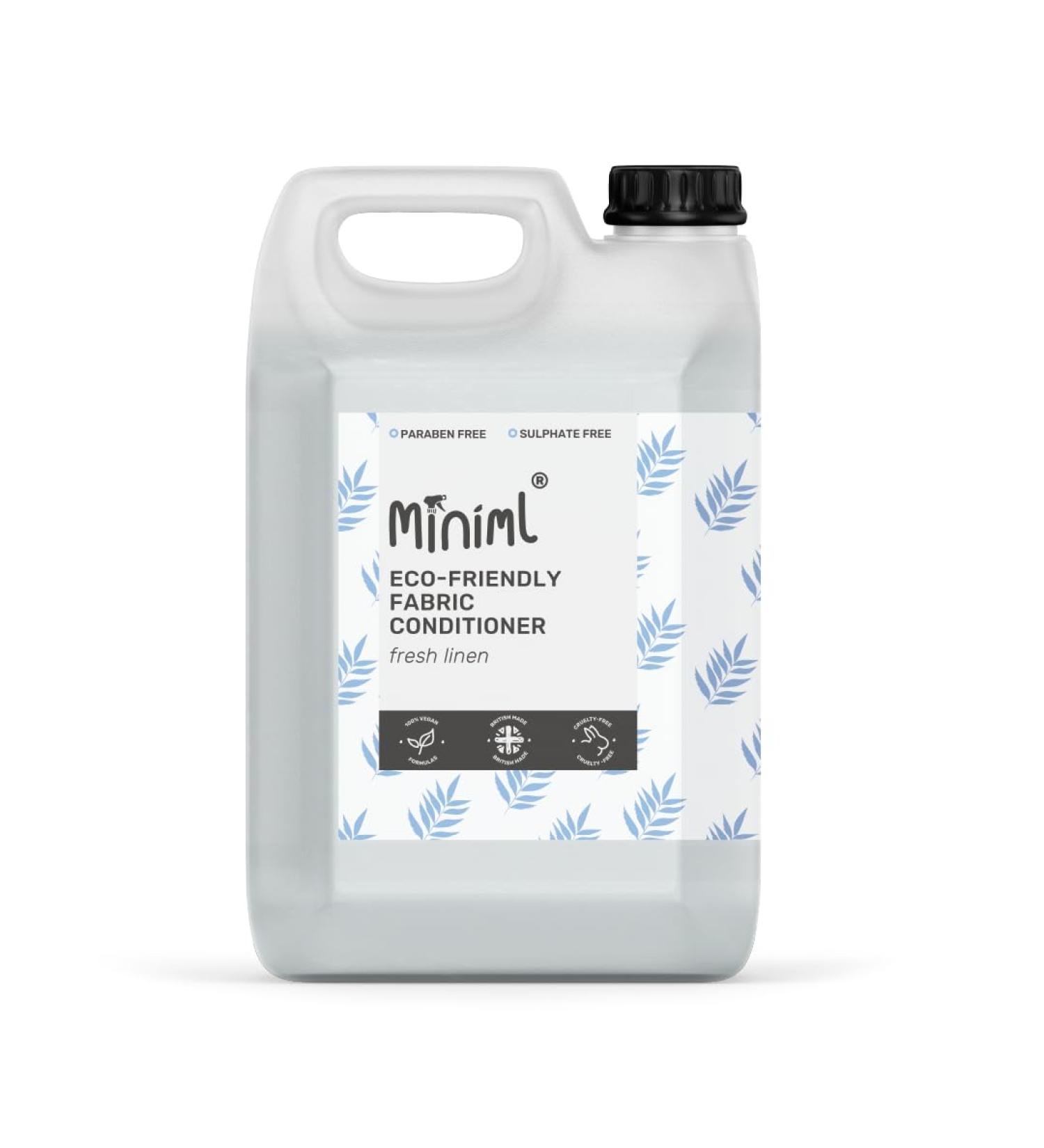 Miniml Eco Fabric Softener & Conditioner 5L Refill - Fresh Linen Scent - Vegan & Cruelty-Free - 250 Washes - Sensitive Skin Friendly - Buy Online on GoSupps.com