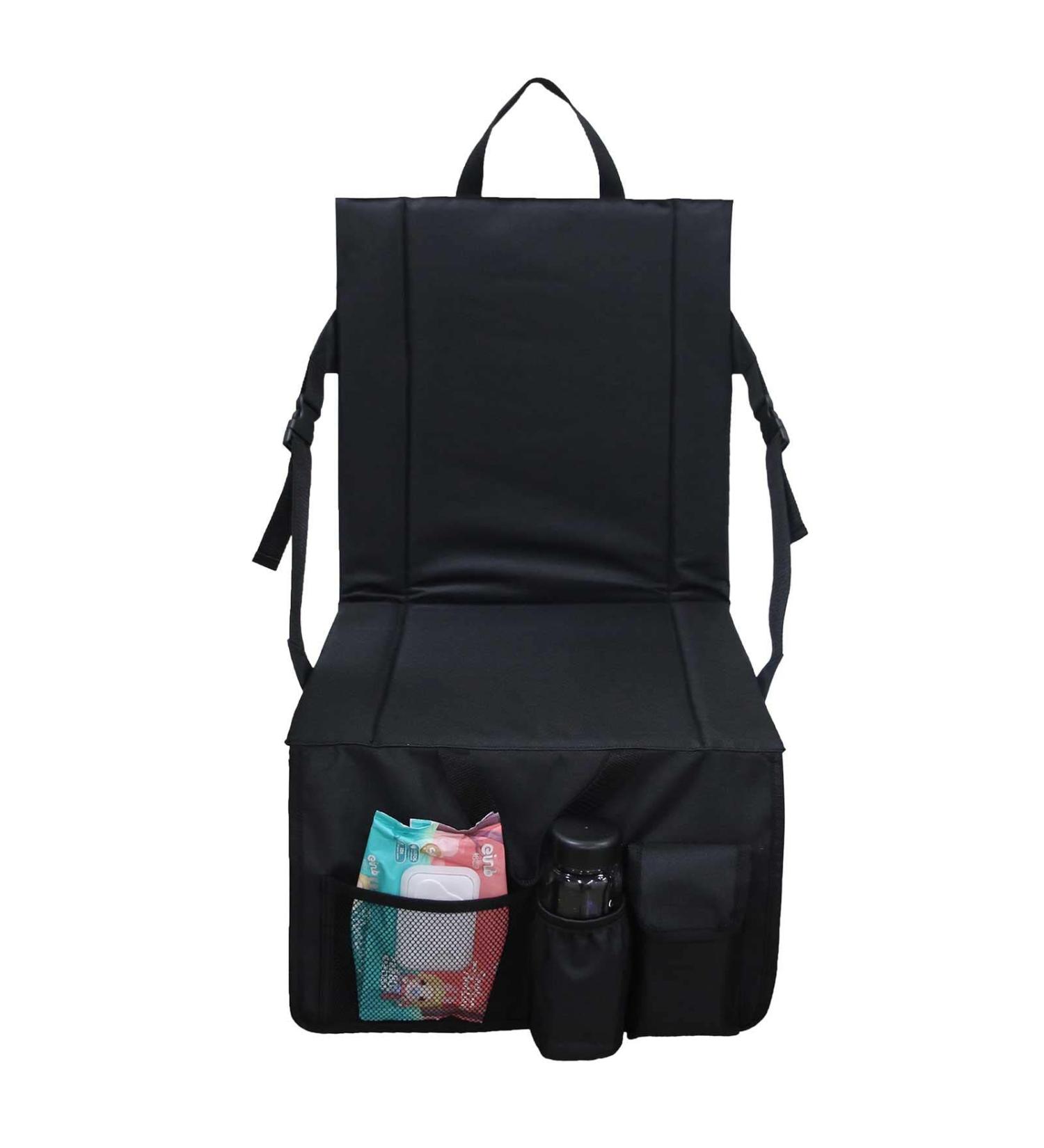 Stadium Seat Cushion | Thick Stadium Seat with Back Support and 4 Pockets Lightweight Waterproof Back Support Picnic Bleacher Seats for Outdoor Black - Buy Online on GoSupps.com