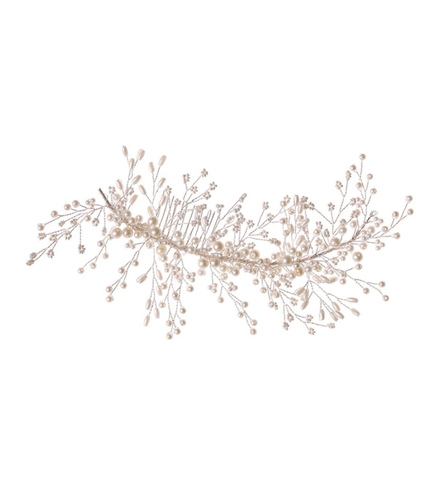 Housoutil Braided Pearl Hair Comb Wedding Hair Comb Diamond Headpiece Hair Clip for Wedding Flower Hair Pins Bridal Headpiece Rhinestone Headpiece Iron Wire White Hair up Bride Modeling - Buy Online on GoSupps.com