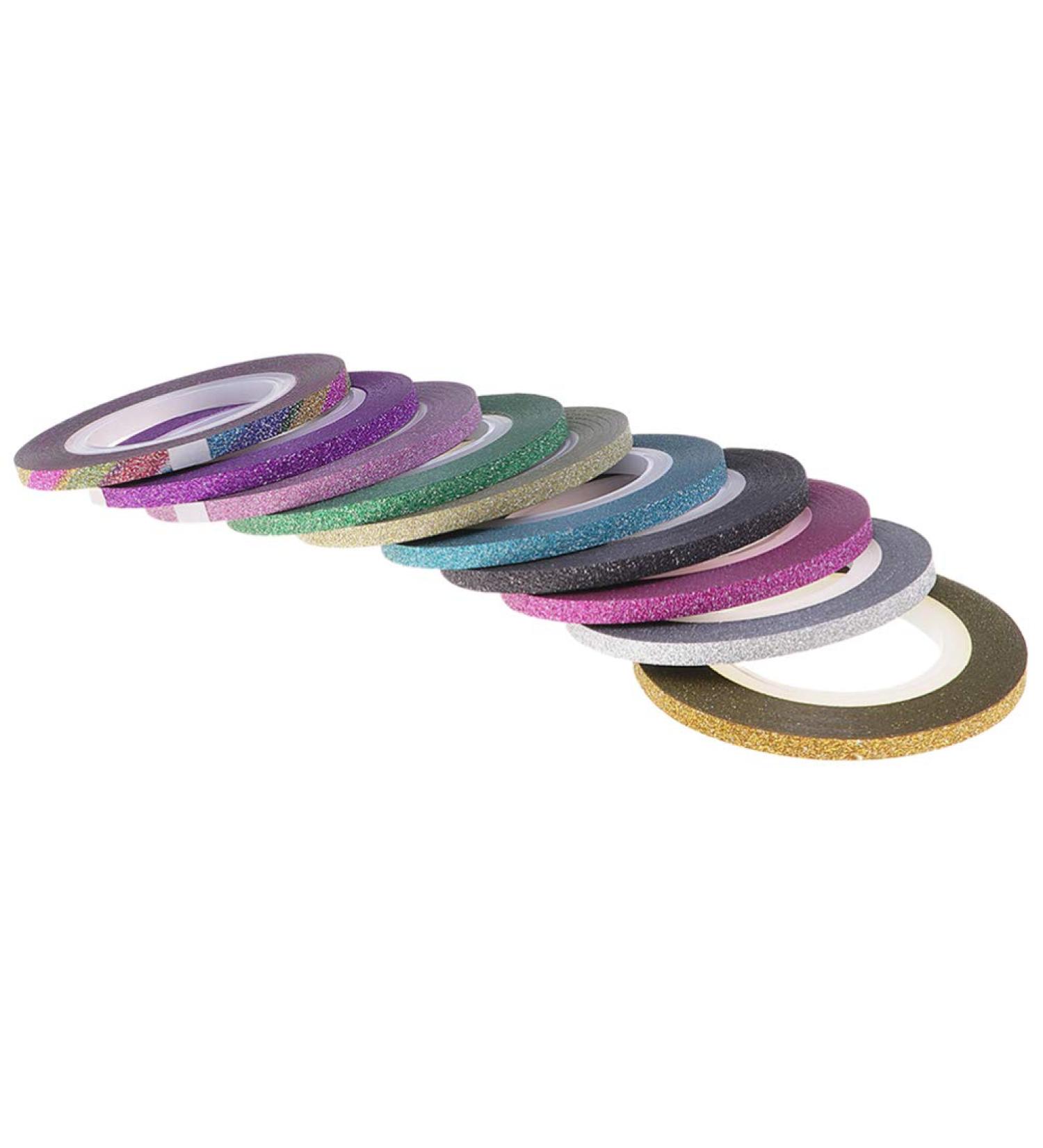 LALAFINA 20Pcs 3mm Matte Nail Art Striping Tape Lines - Glitter Nail Striping Tape for DIY Nail Tips - Random Color - 10 Colors - 4.5x0.3cm - Buy Online on GoSupps.com