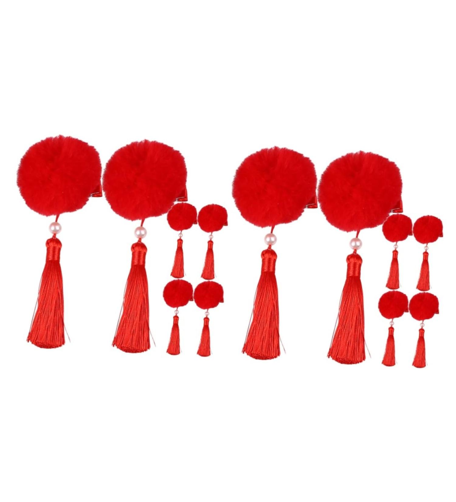 Beaupretty 6 Pairs Tassel Hair Ball Hair Clip Girl Hair Accessories Clips for Hair Chinese Tassel Hairpin Hair Styling Accessories Red Princess Child Issue Card Artificial Fur - Buy Online on GoSupps.com