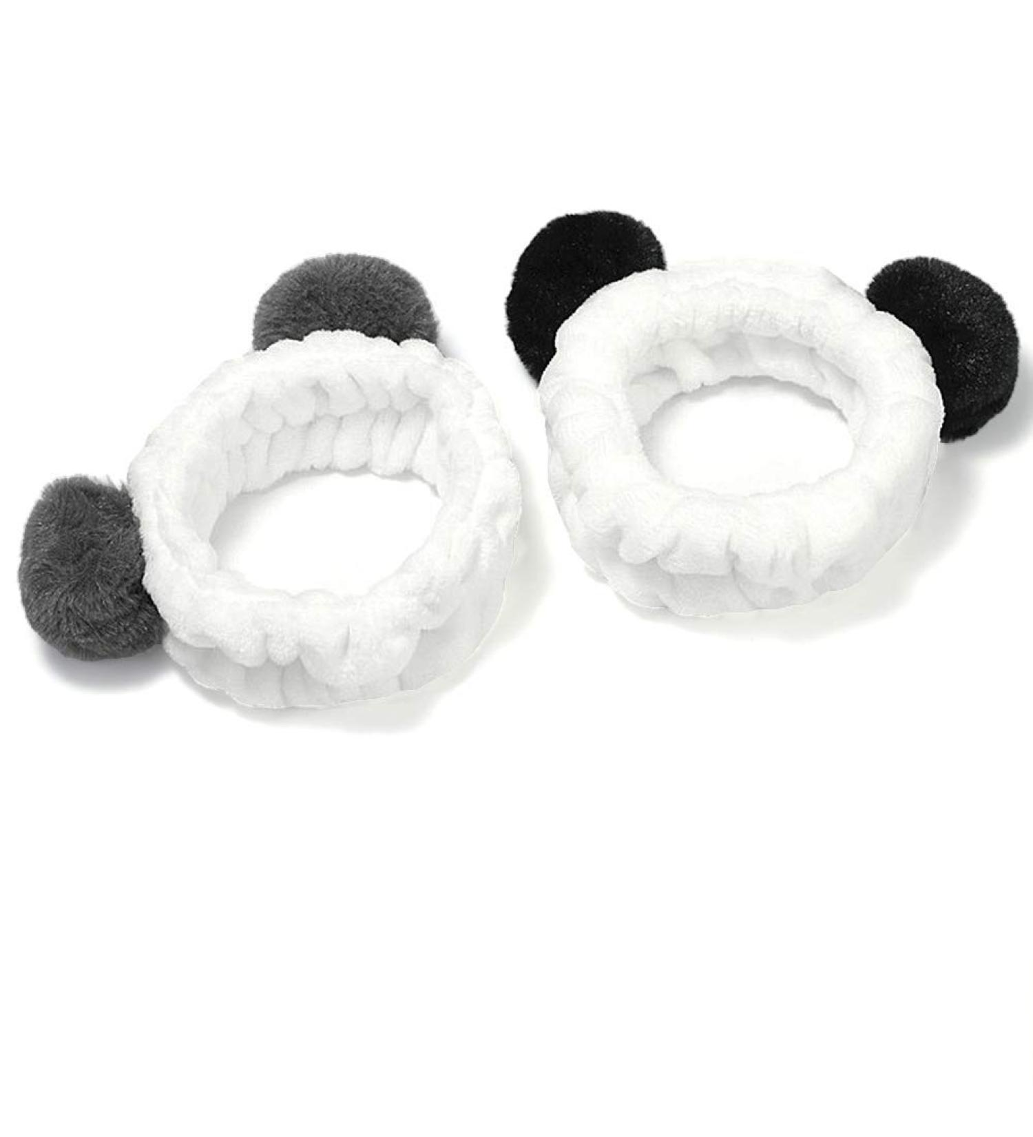 2PCs Panda Ear Hair Bands for Women & Girls - Stylish Makeup & Shower Accessories (Black & Gray) - Buy Online on GoSupps.com
